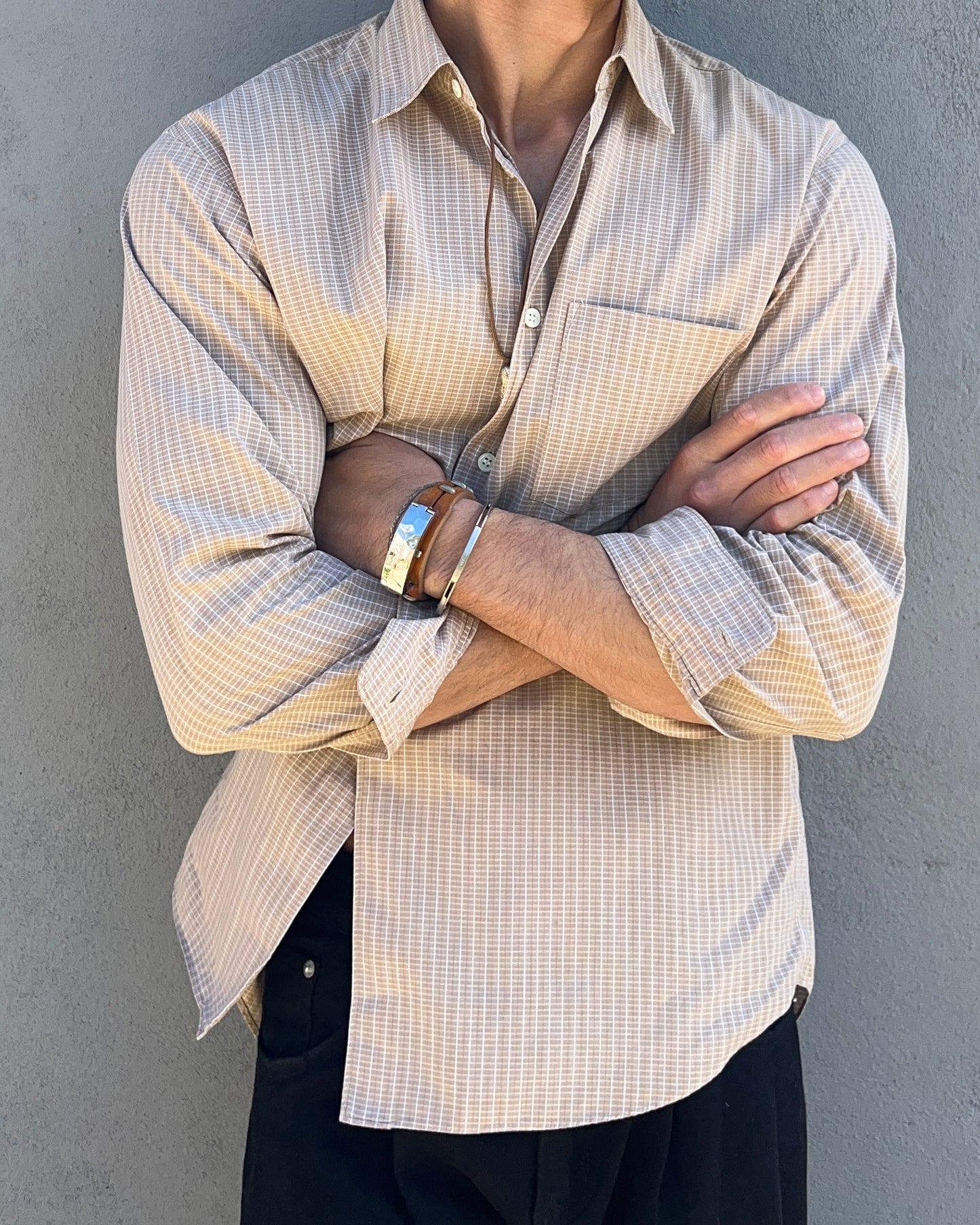 Comme Des Garcons Homme Deux 1997 Textured Check Shirt - Size M