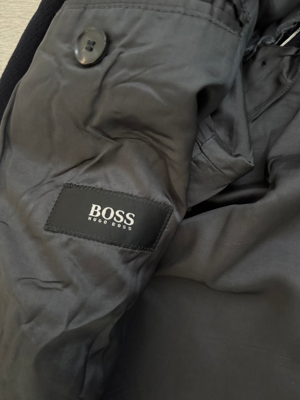 Hugo Boss 1980s Long Wool Herringbone Pea Coat - Size L