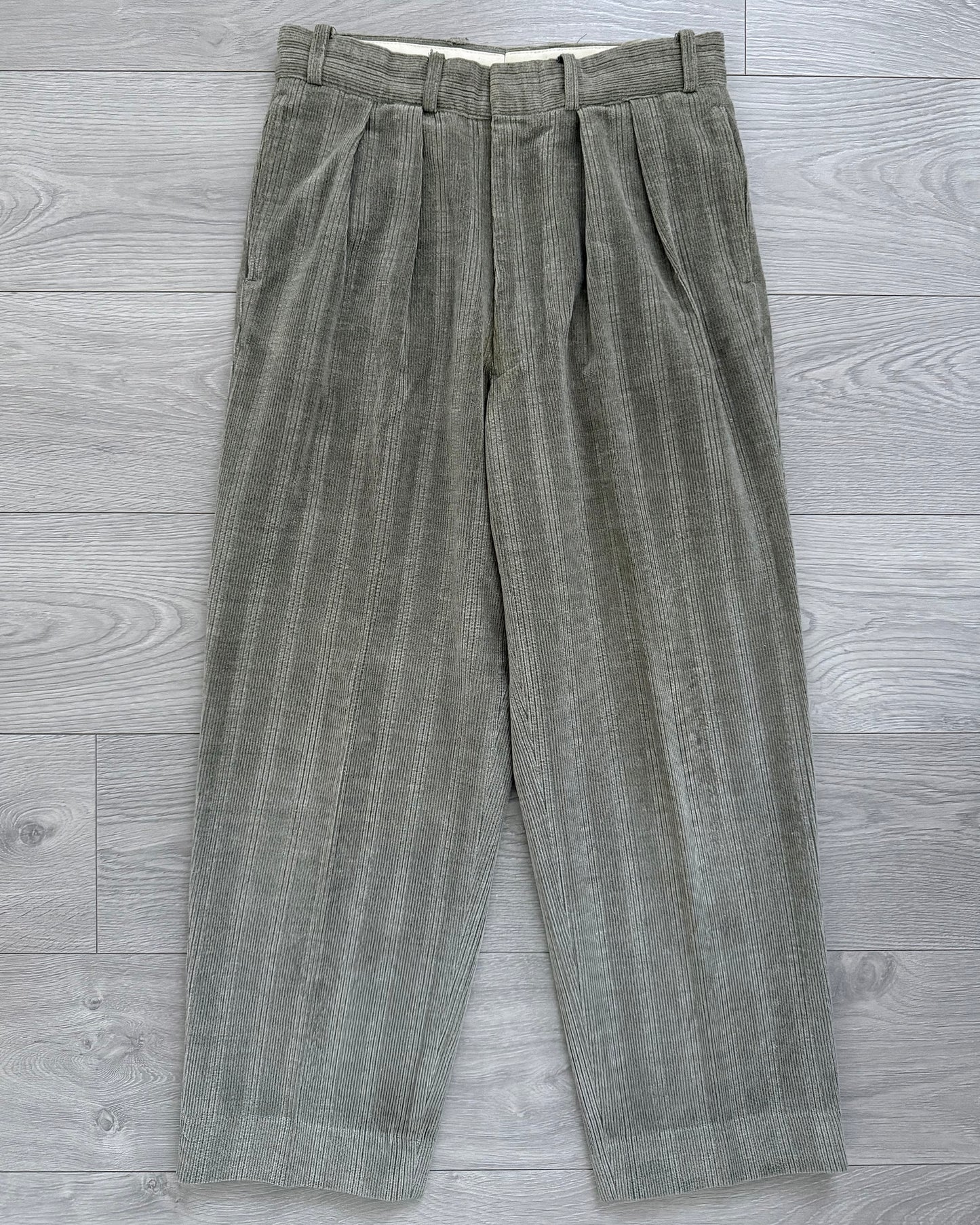 Emporio Armani 1990s Triple Pleat Corduroy Pants - Size 30