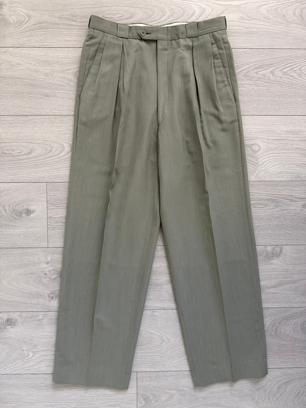 Emporio Armani 1980s 2B Taupe Siege Double-Pleat Wool Suit  - Size M Jacket / 31" Waist