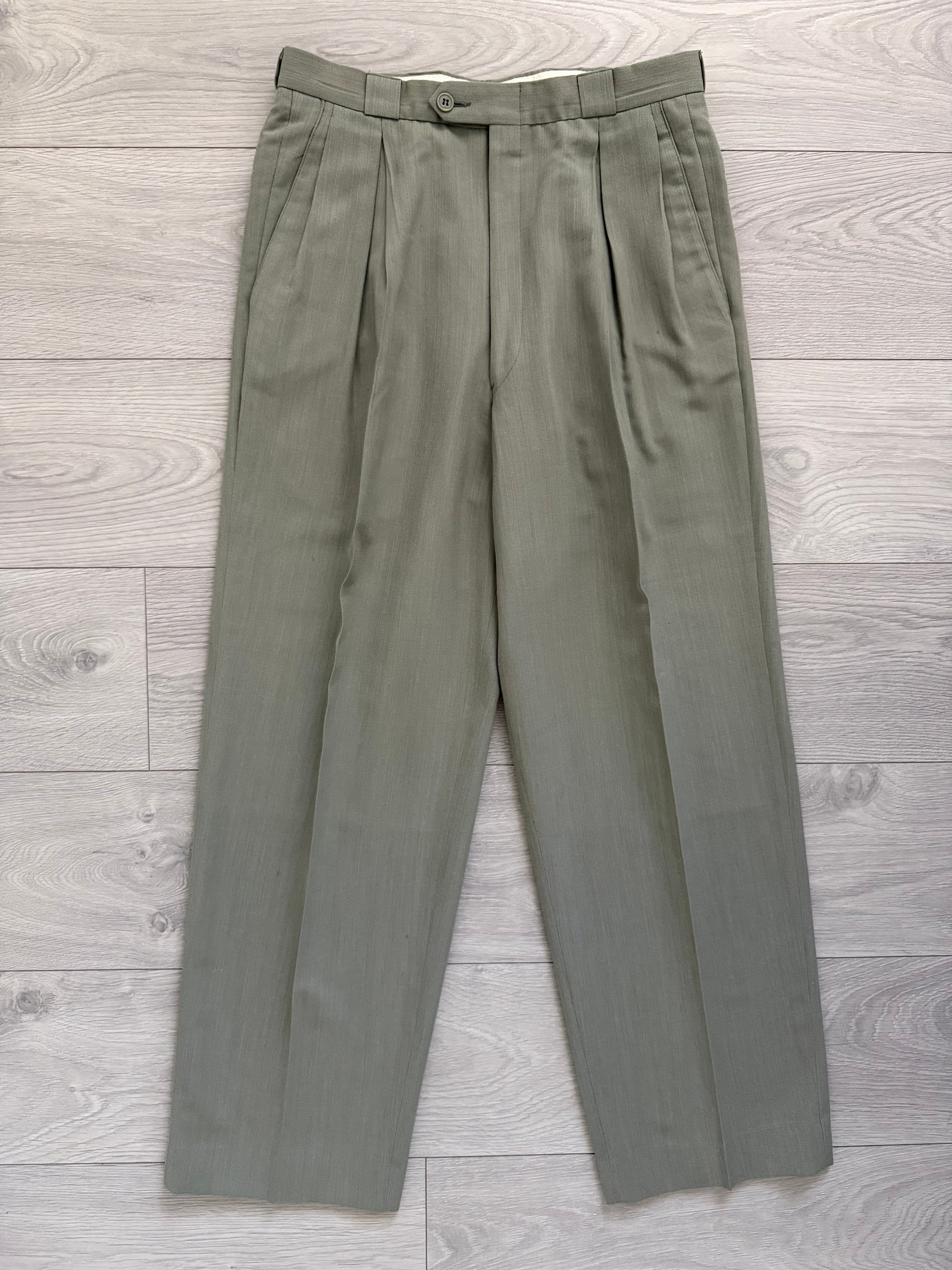 Emporio Armani 1980s 2B Taupe Siege Double-Pleat Wool Suit  - Size M Jacket / 31" Waist