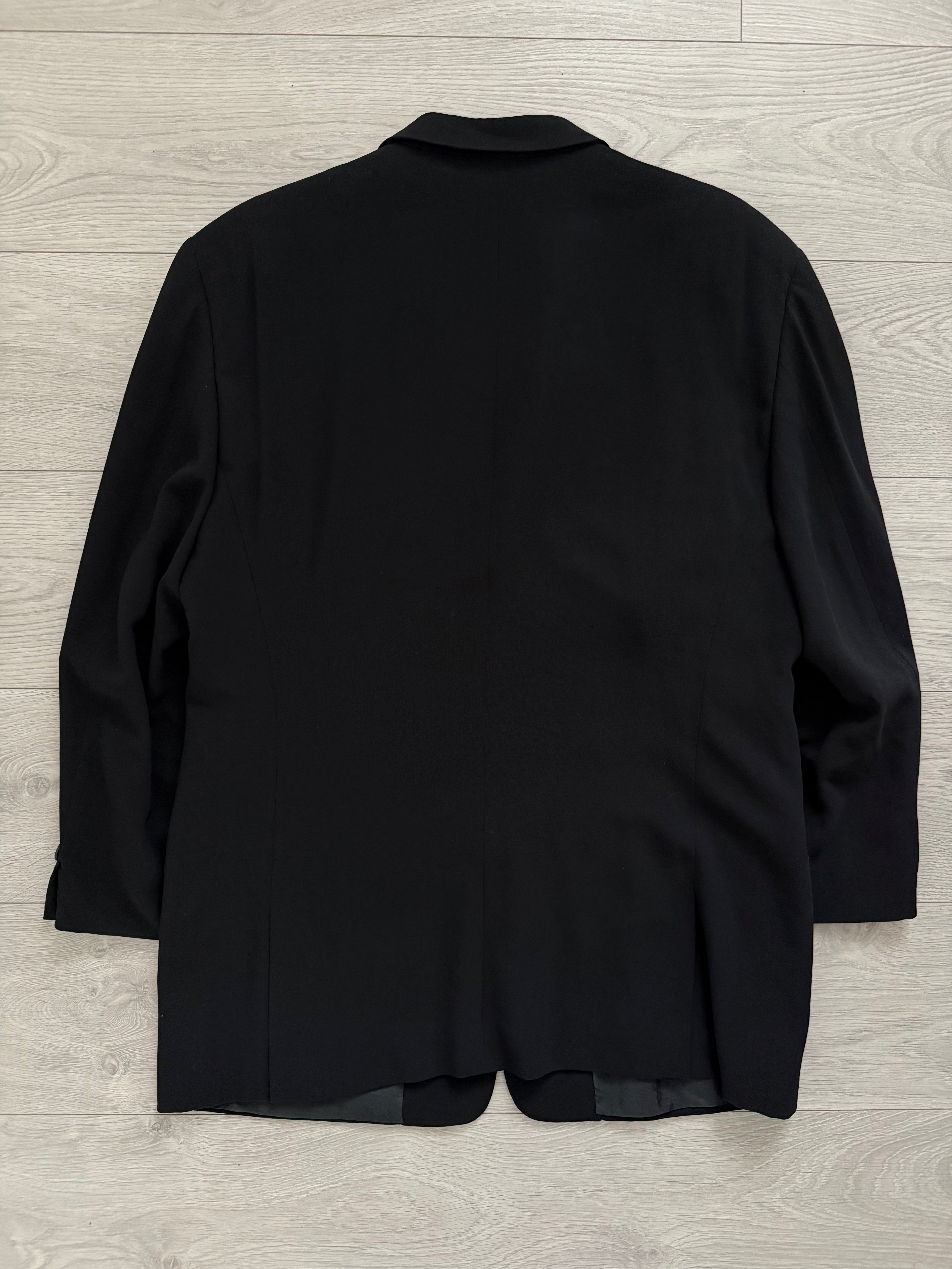 Giorgio Armani Black Label 1990s 3B Relaxed Draped Wool Suit Black - Size XL Jacket / 36" Waist
