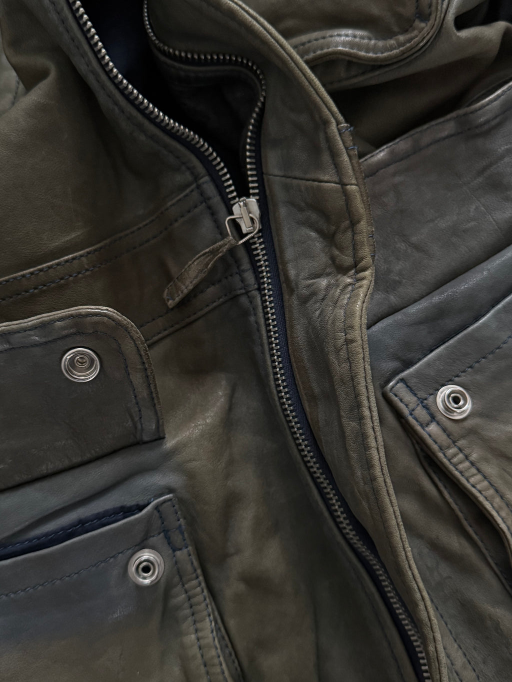 Emporio Armani FW2011 Overdyed Leather Jacket - Size S