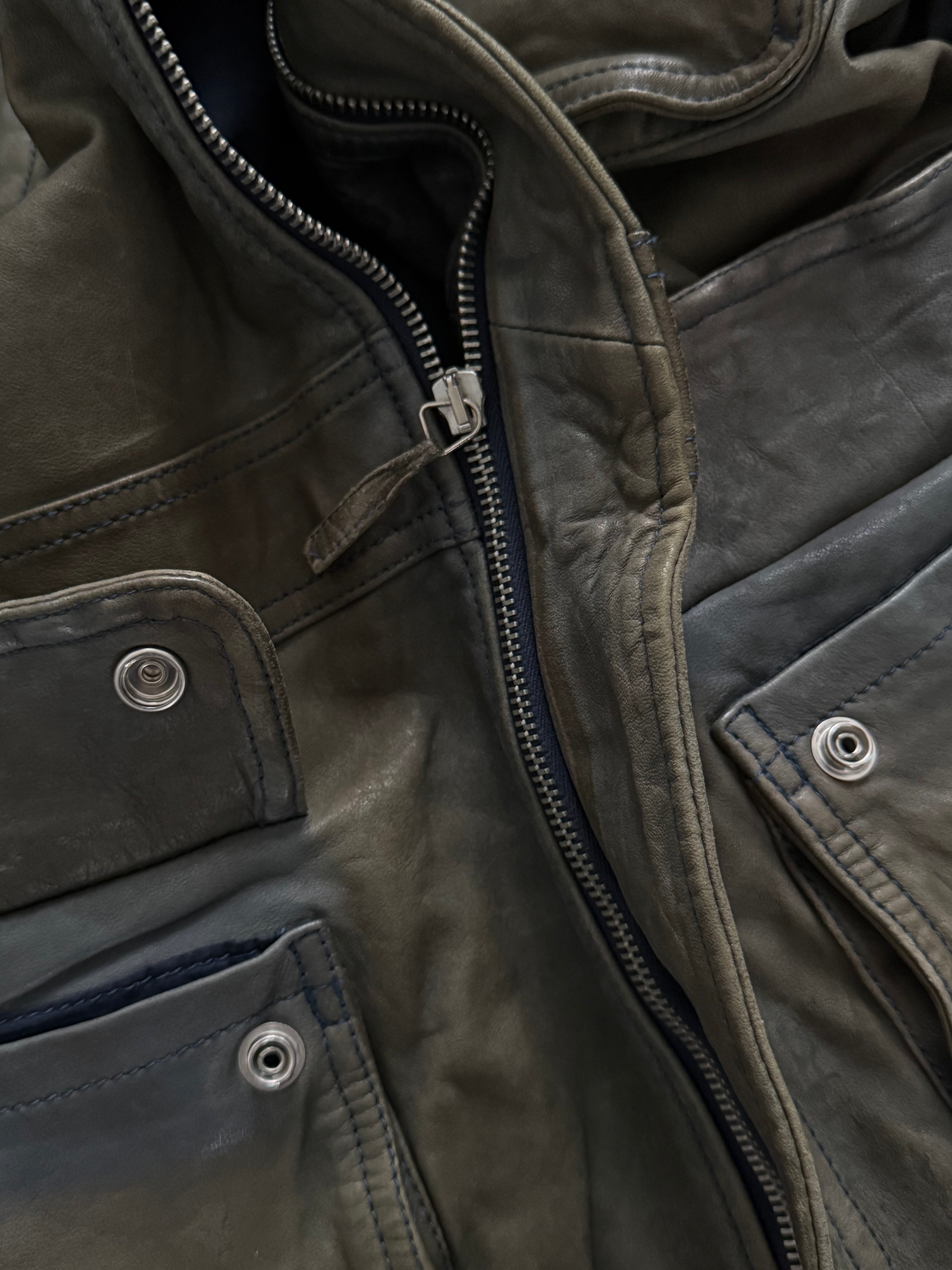 Emporio Armani FW2011 Overdyed Leather Jacket - Size S