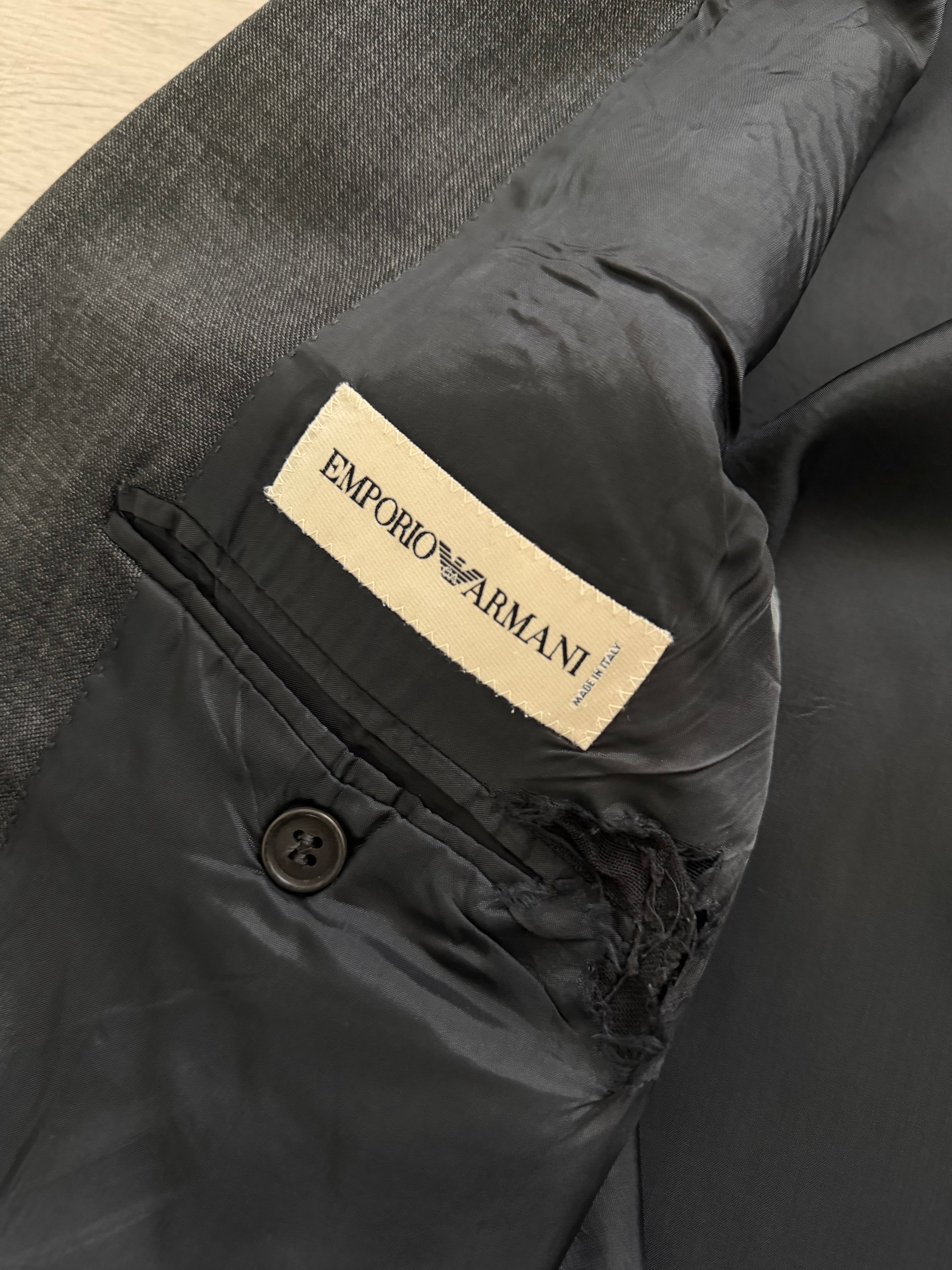 Emporio Armani 1990s 3B Grey Wool Suit - Size XL Jacket / 36" Waist