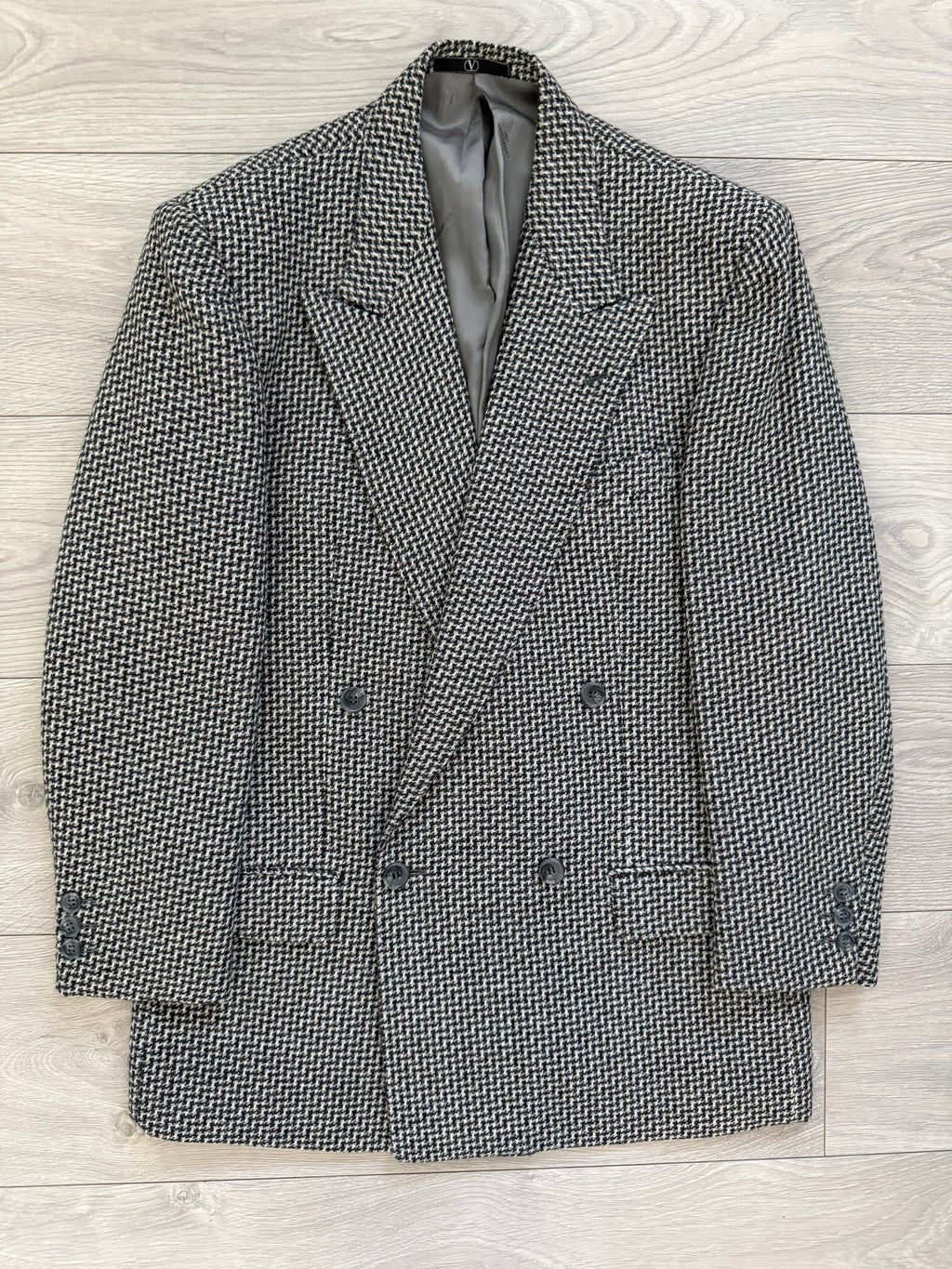 Valentino 1980s Double Breasted Peaked Lapel Wool Sports Blazer Jacket - Size S
