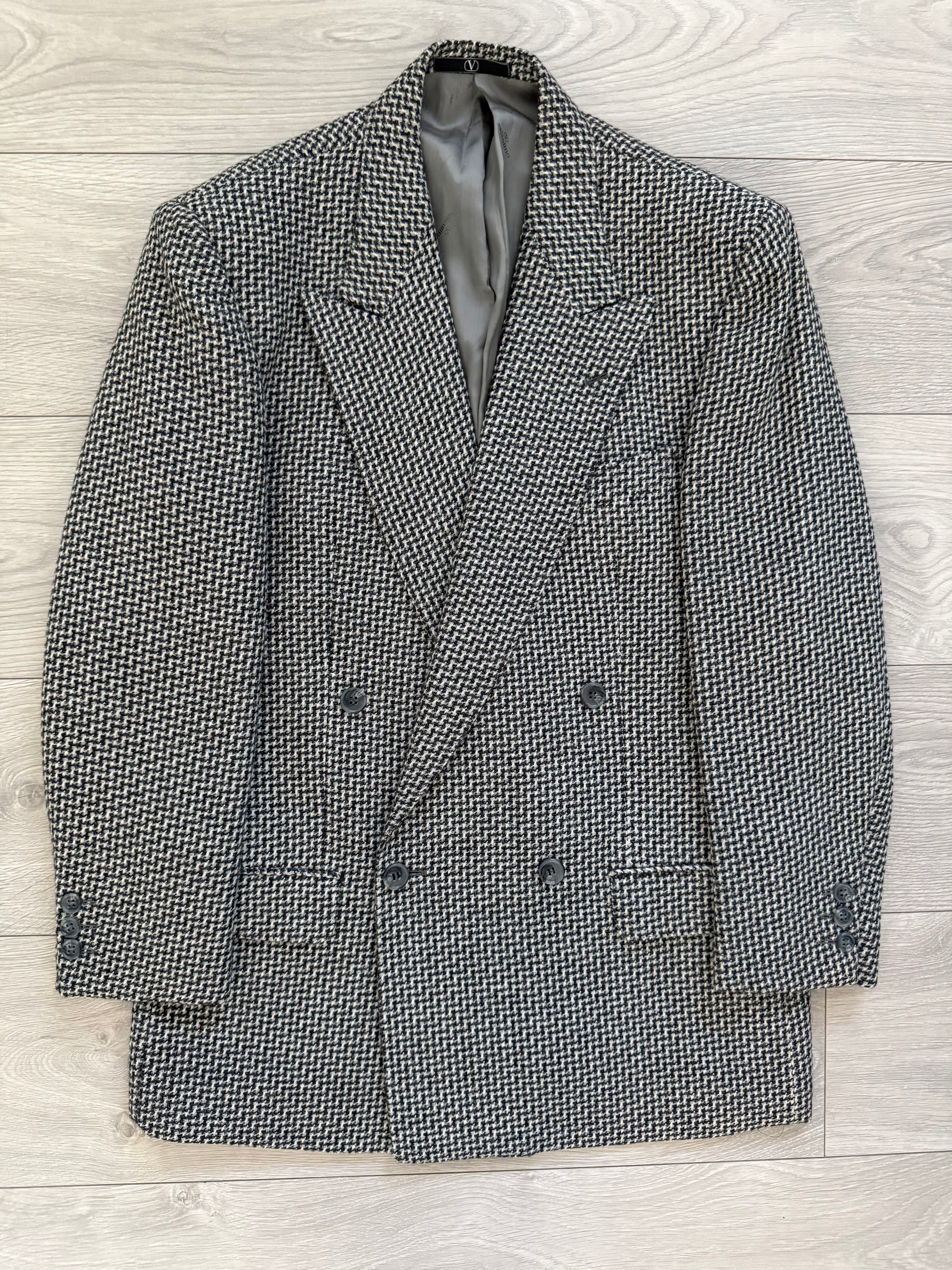Valentino 1980s Double Breasted Peaked Lapel Wool Sports Blazer Jacket - Size S