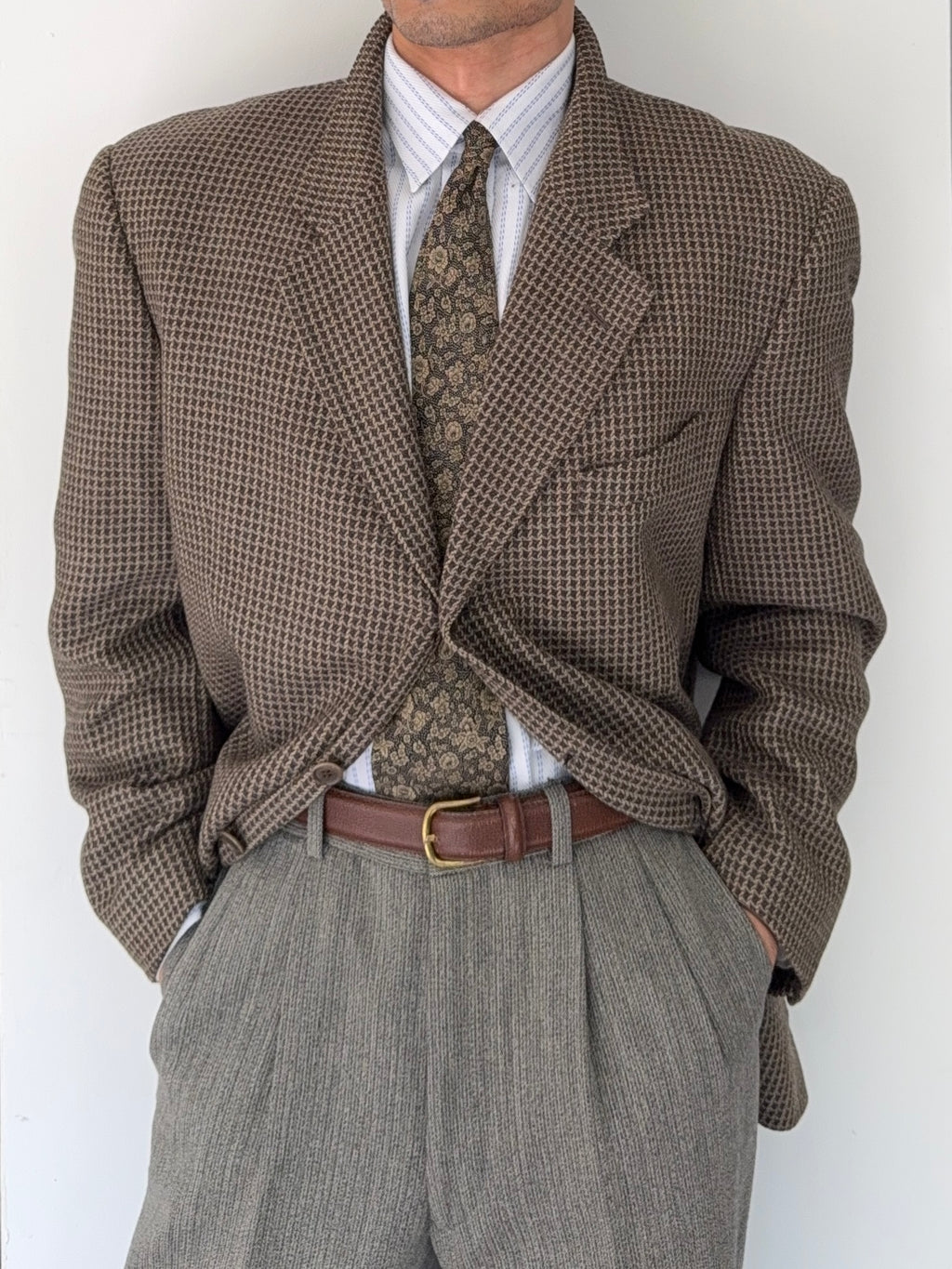 Valentino 1980s Textured 3B Wool Sports Blazer Jacket - Size XXL