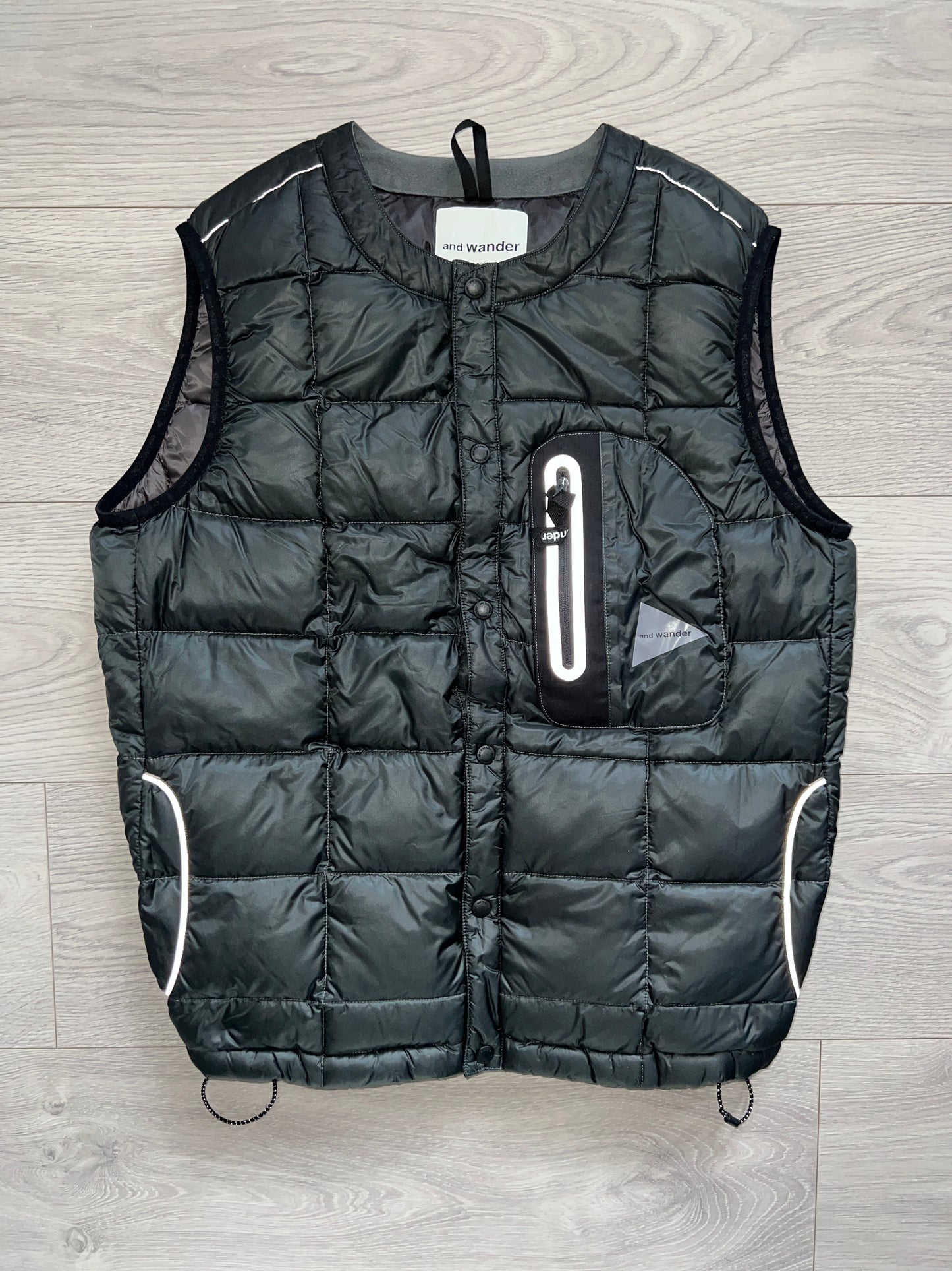 And Wander Pertex Quantum Square Stitch Snap Puffer Vest - Size S