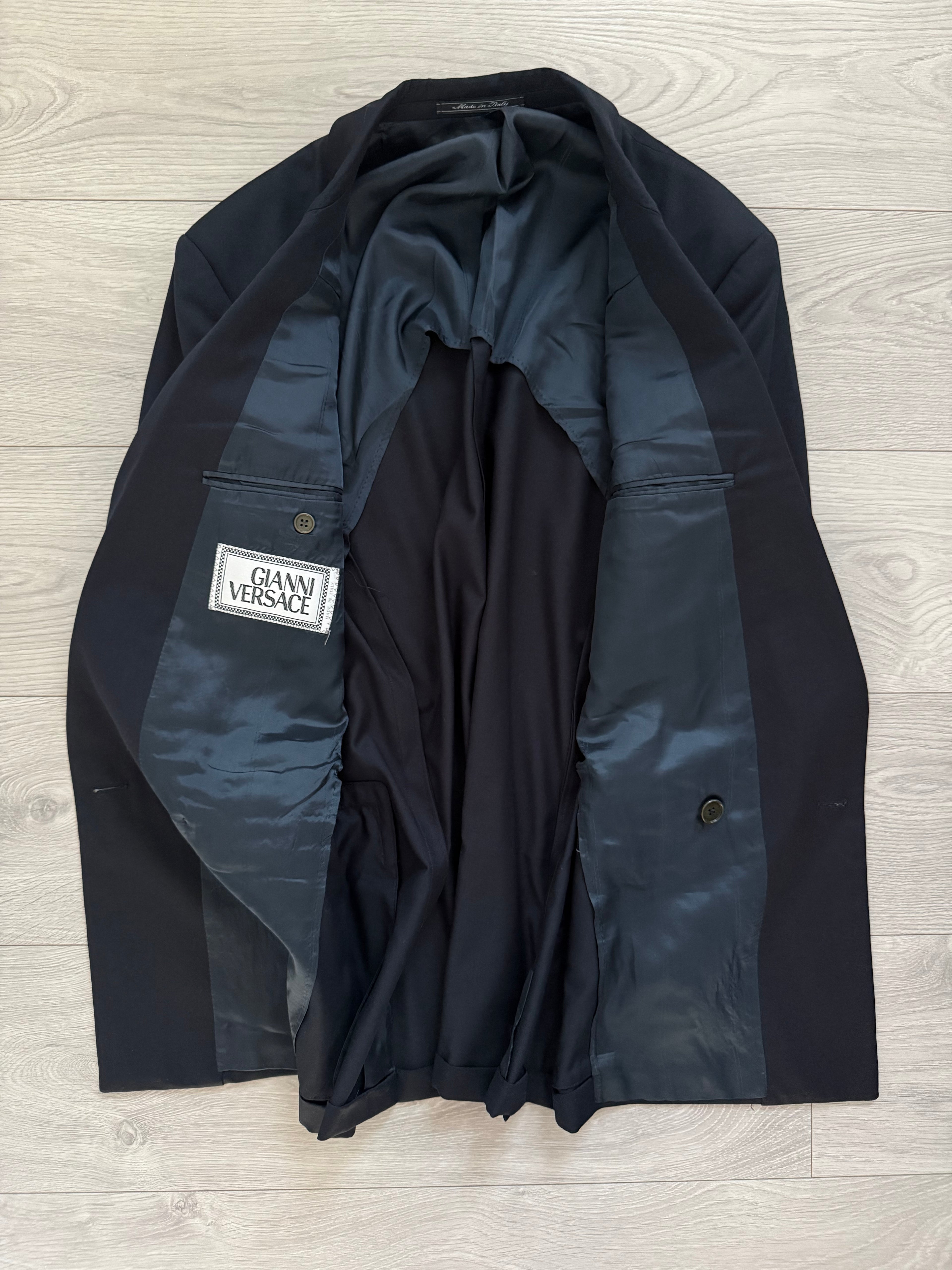 Versace 1980s Double Breasted Notch Lapel Wool Sports Blazer Jacket - Size S