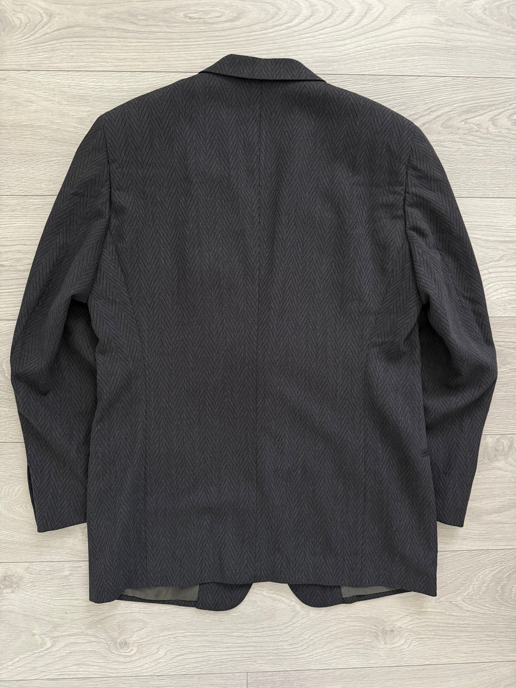 Hilton Armani 1980s 2B Chevron Herringbone Weave Wool Draped Jacket - Size L