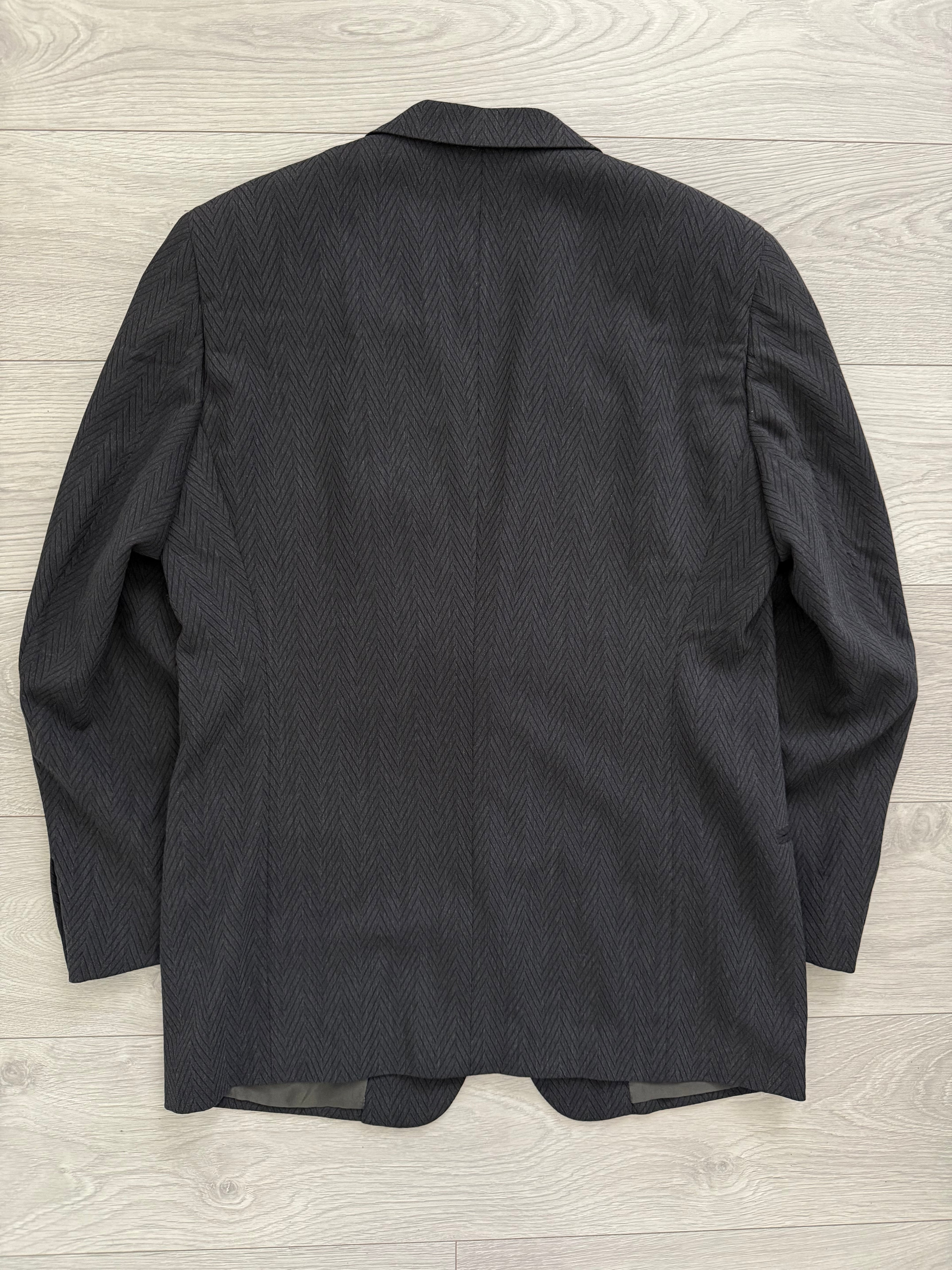 Hilton Armani 1980s 2B Chevron Herringbone Weave Wool Draped Jacket - Size L