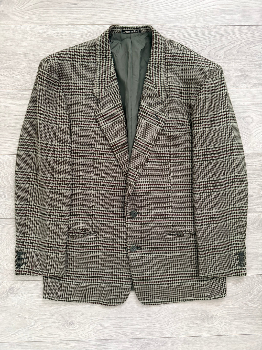 Armani Mainline 1980s 2B Textured Wool Check Sports Jacket Blazer - Size XL