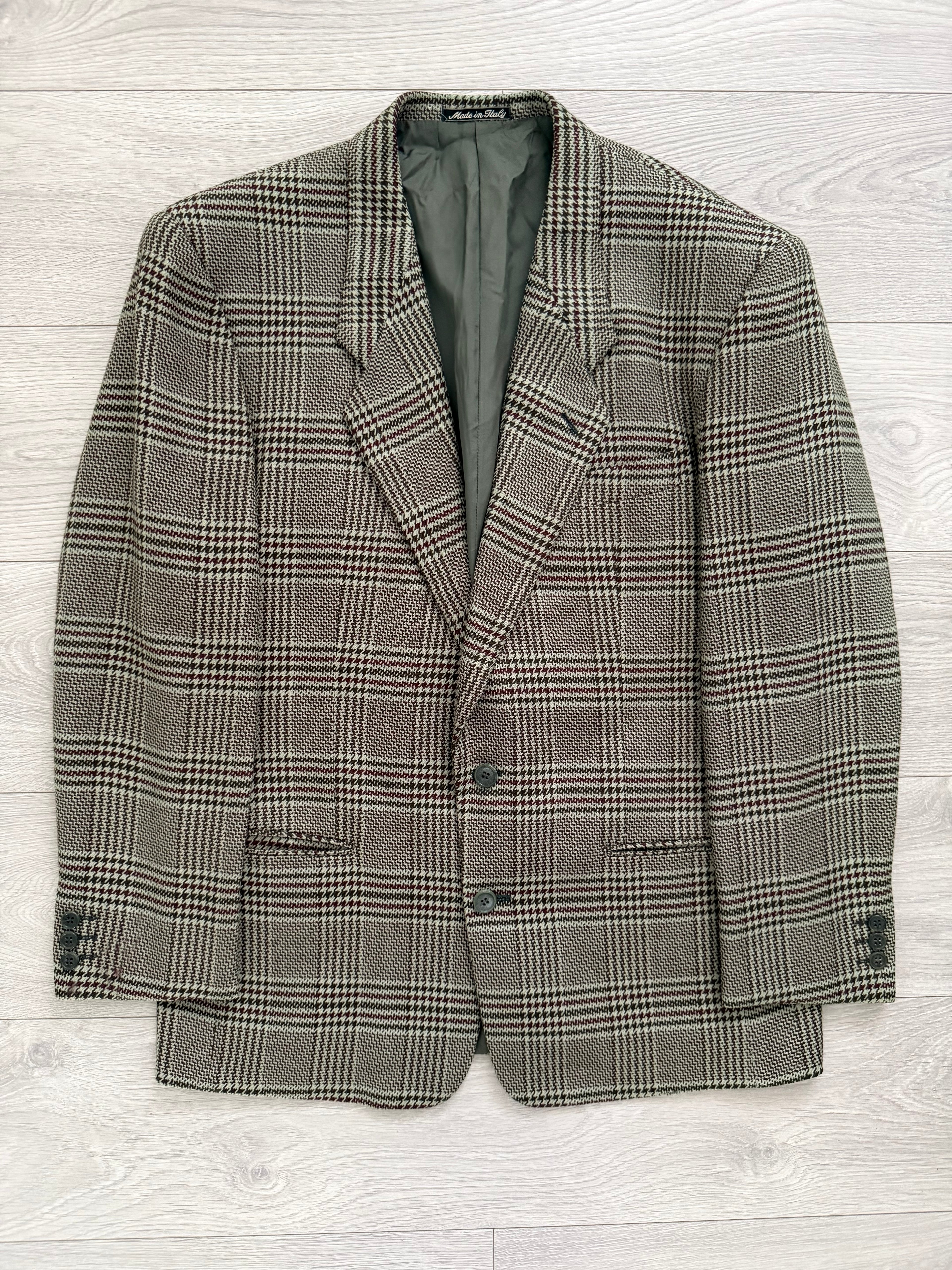Armani Mainline 1980s 2B Textured Wool Check Sports Jacket Blazer - Size XL