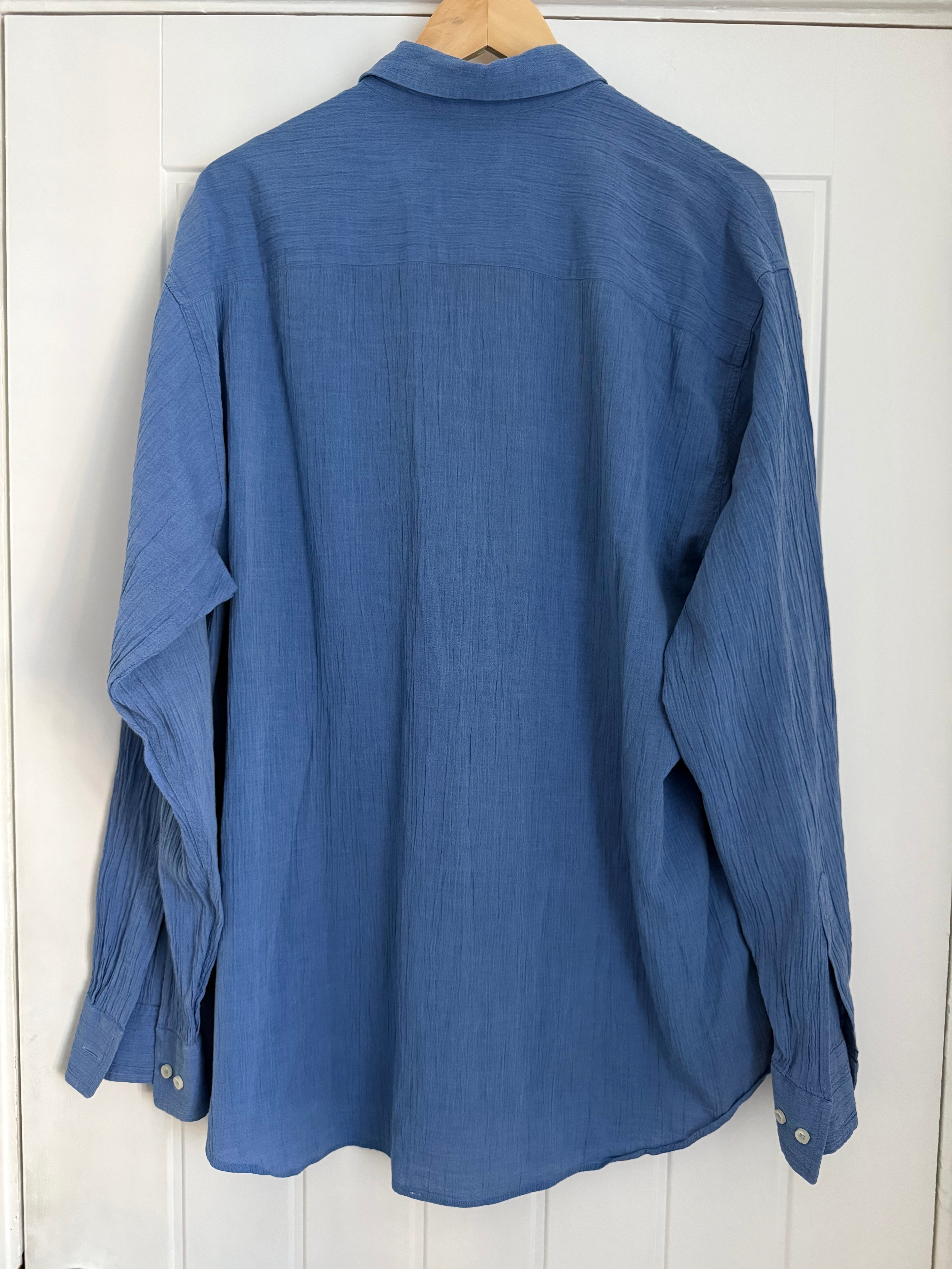 Emporio Armani 1990s Blue Textured Shirt - Size L