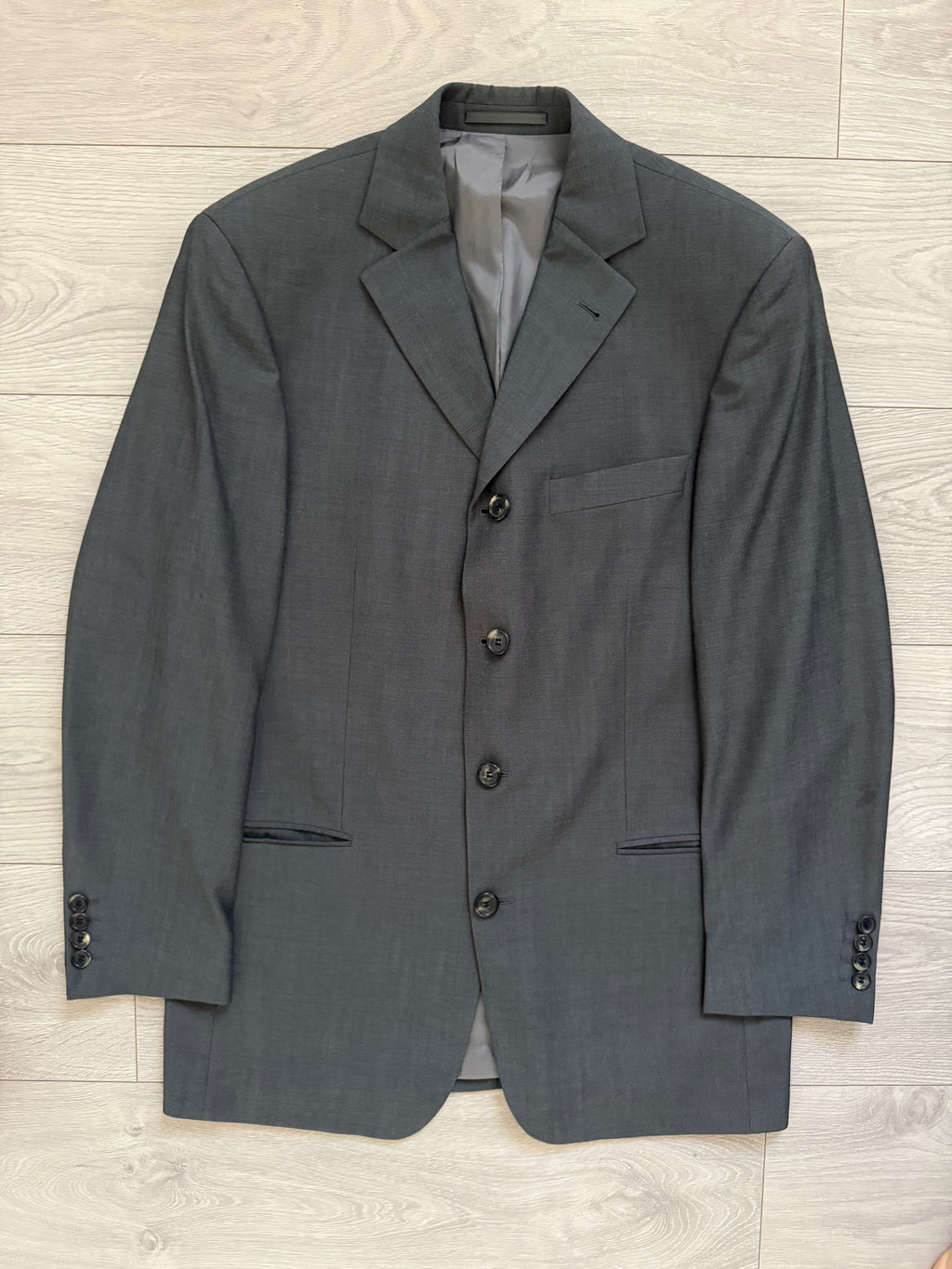 Hugo Boss 1990s 'Sigma' 4B Pleated Wool Grey Suit - Size M Jacket / 32" Waist