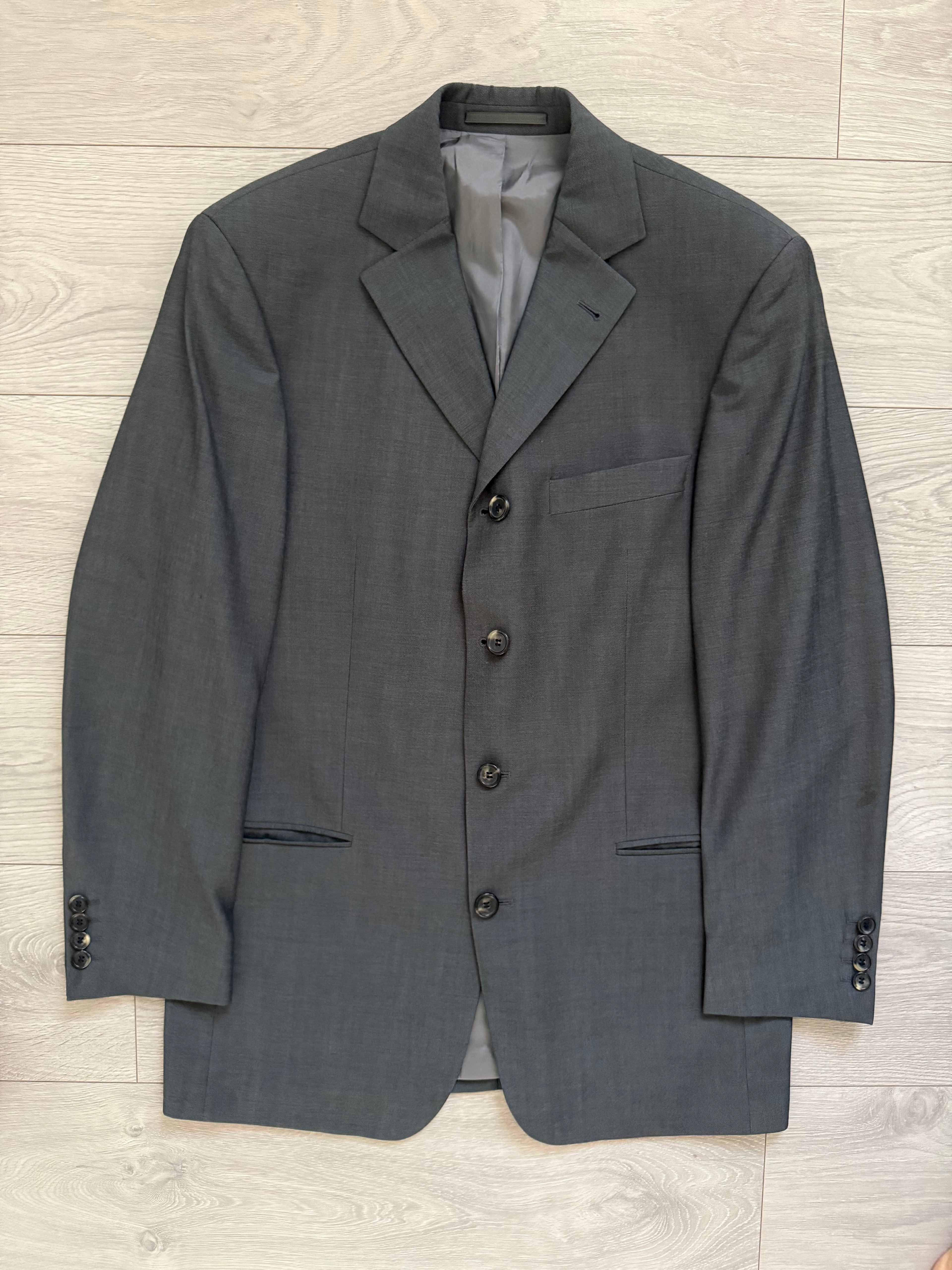 Hugo Boss 1990s 'Sigma' 4B Pleated Wool Grey Suit - Size M Jacket / 32" Waist
