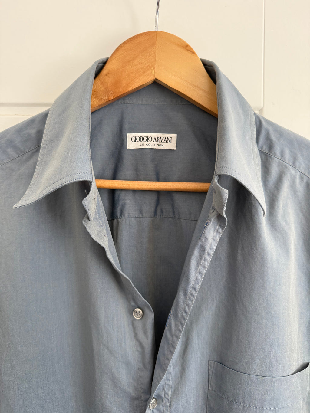 Giorgio Armani 1980s Blue Cotton Shirt - Size M