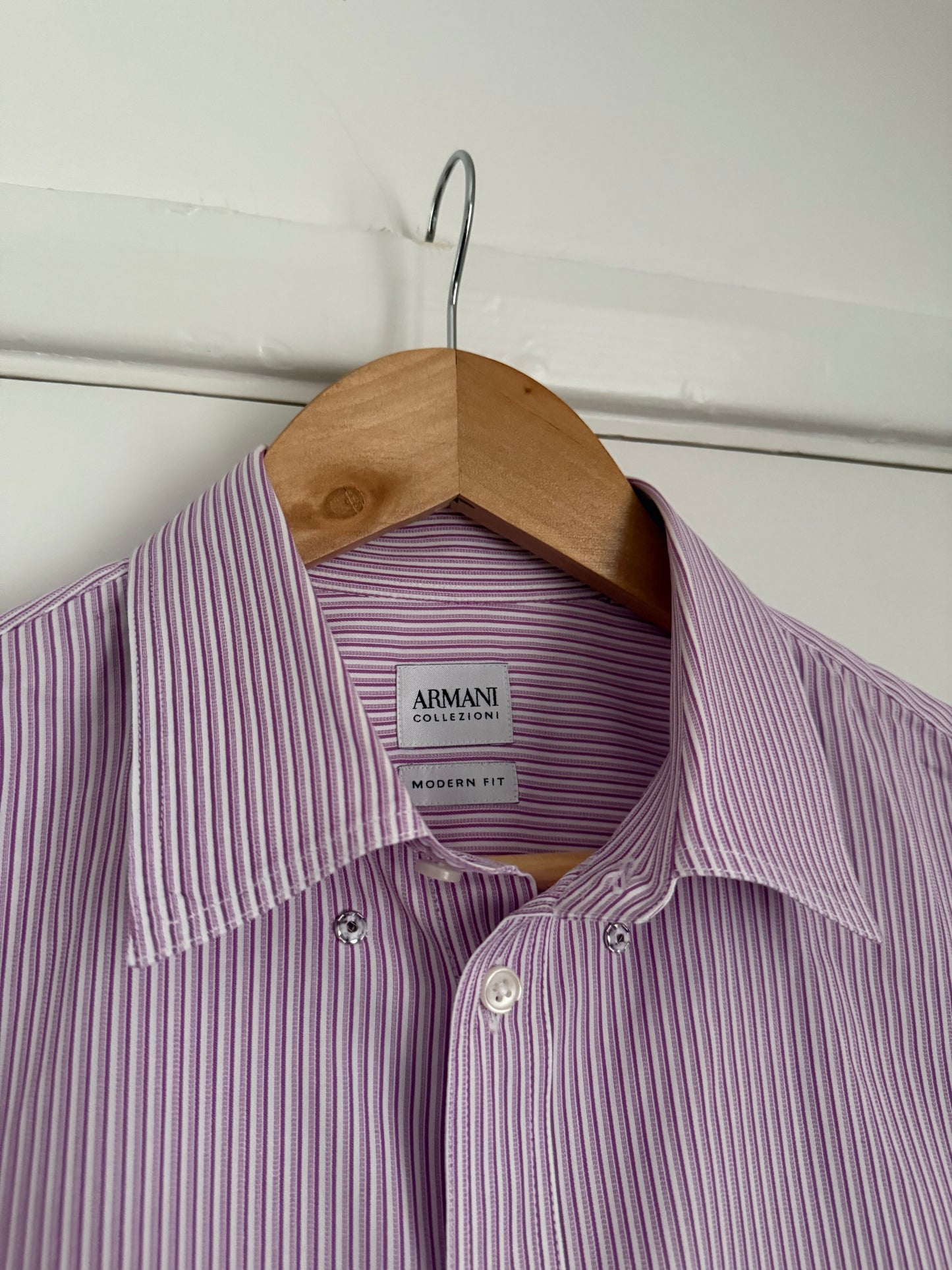 Armani 2004 Striped Snap Collar Shirt - Size M