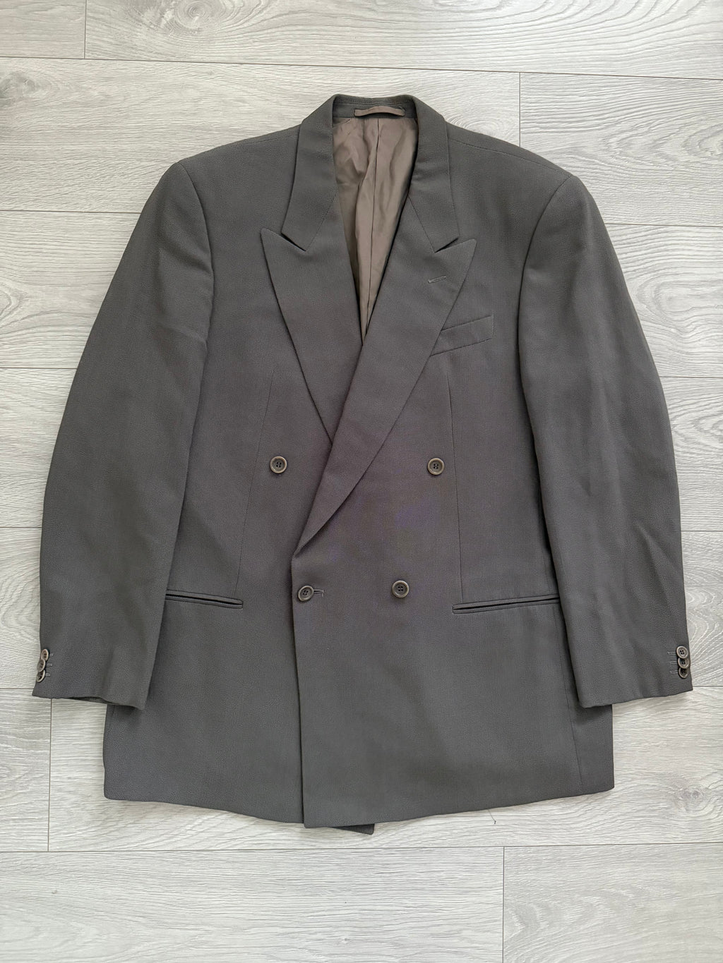 Armani 1990s Double Breasted Draped Pleated Wool Suit - Size XXL Jacket / 38" Waist