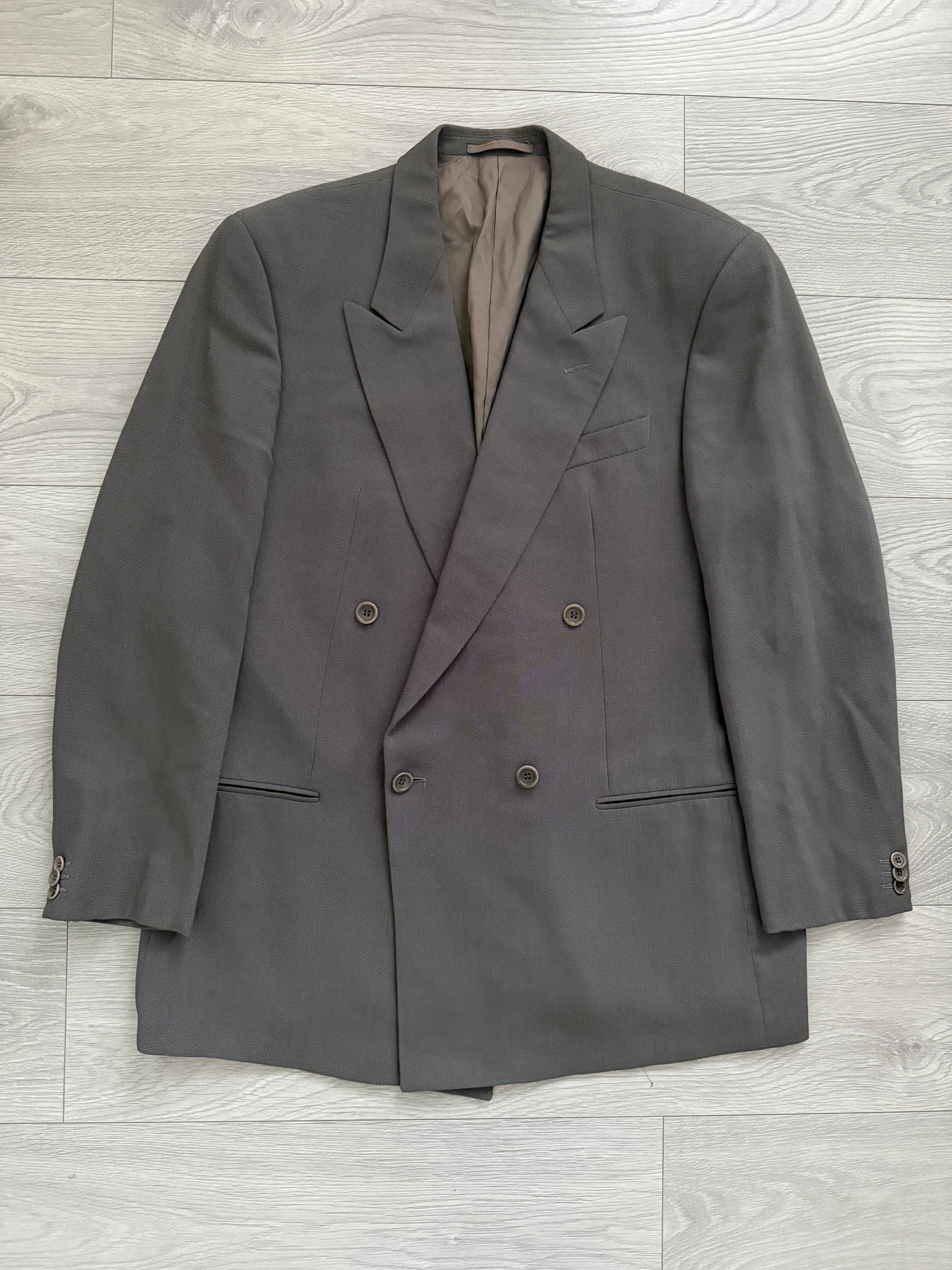 Armani 1990s Double Breasted Draped Pleated Wool Suit - Size XXL Jacket / 38" Waist