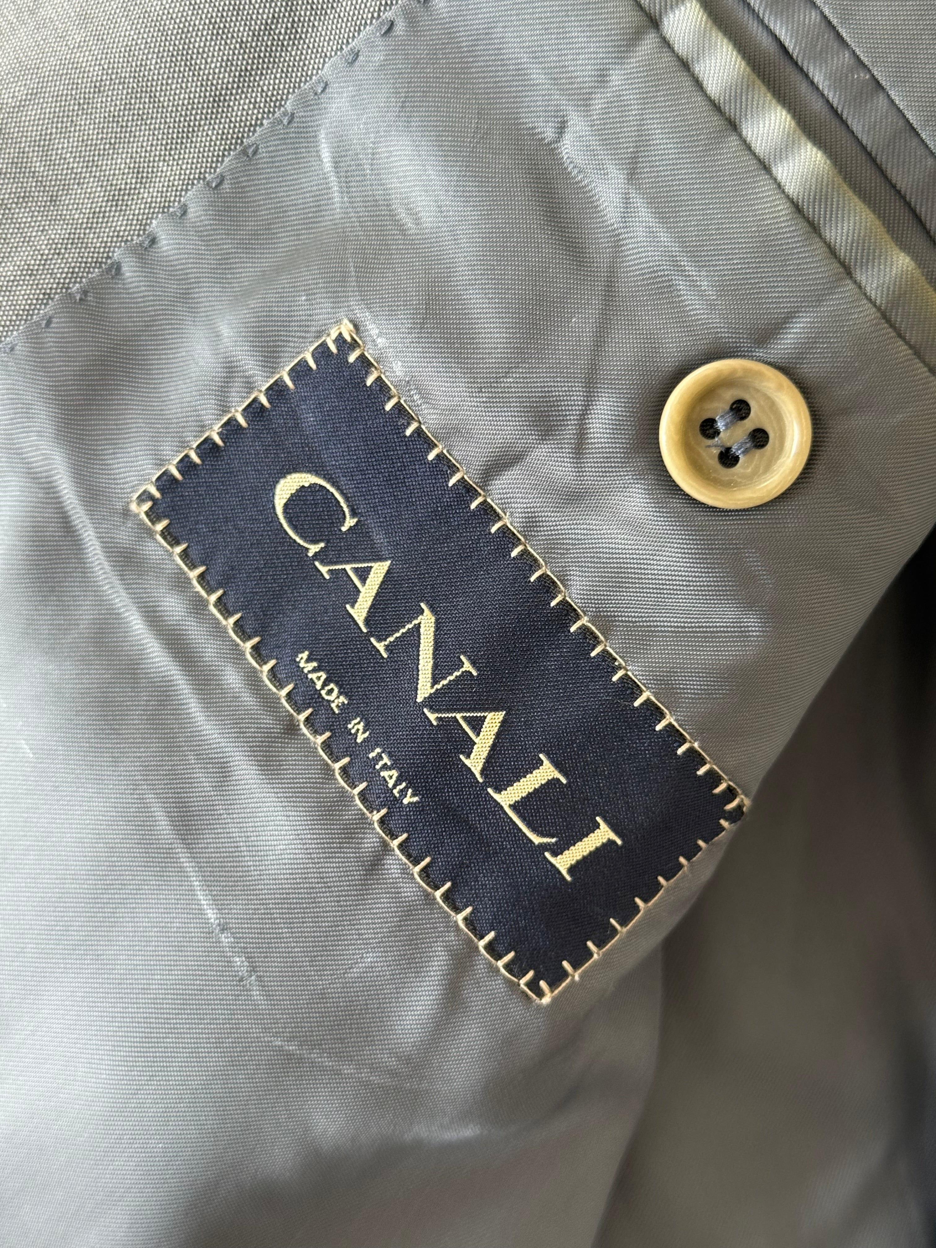 Canali 1990s Slate Blue 2B Wool Sport Jacket Blazer Made in Italy - Size L