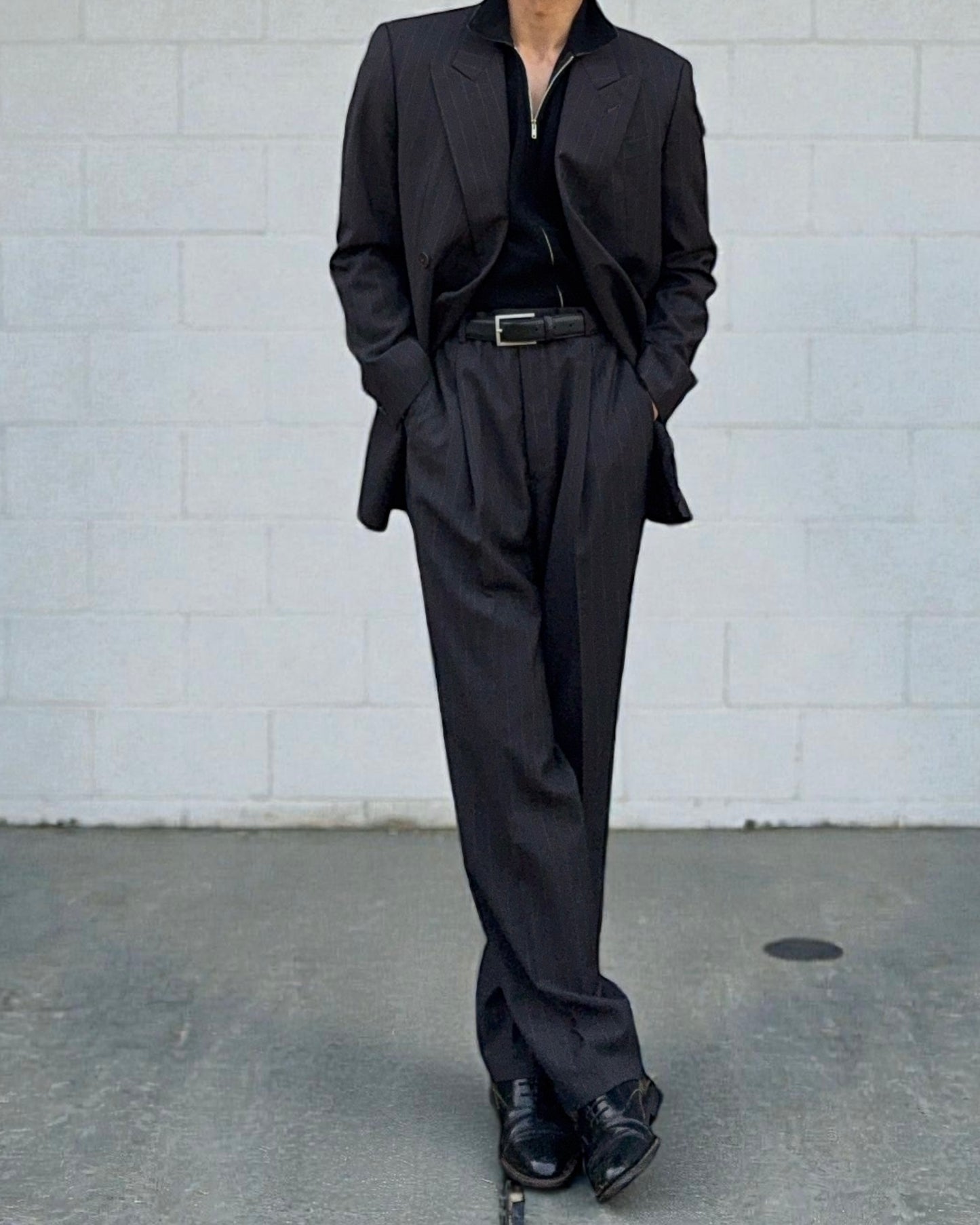 Armani 1990s Double Breasted Pleated Wool Suit - Size L Jacket / 34" Waist