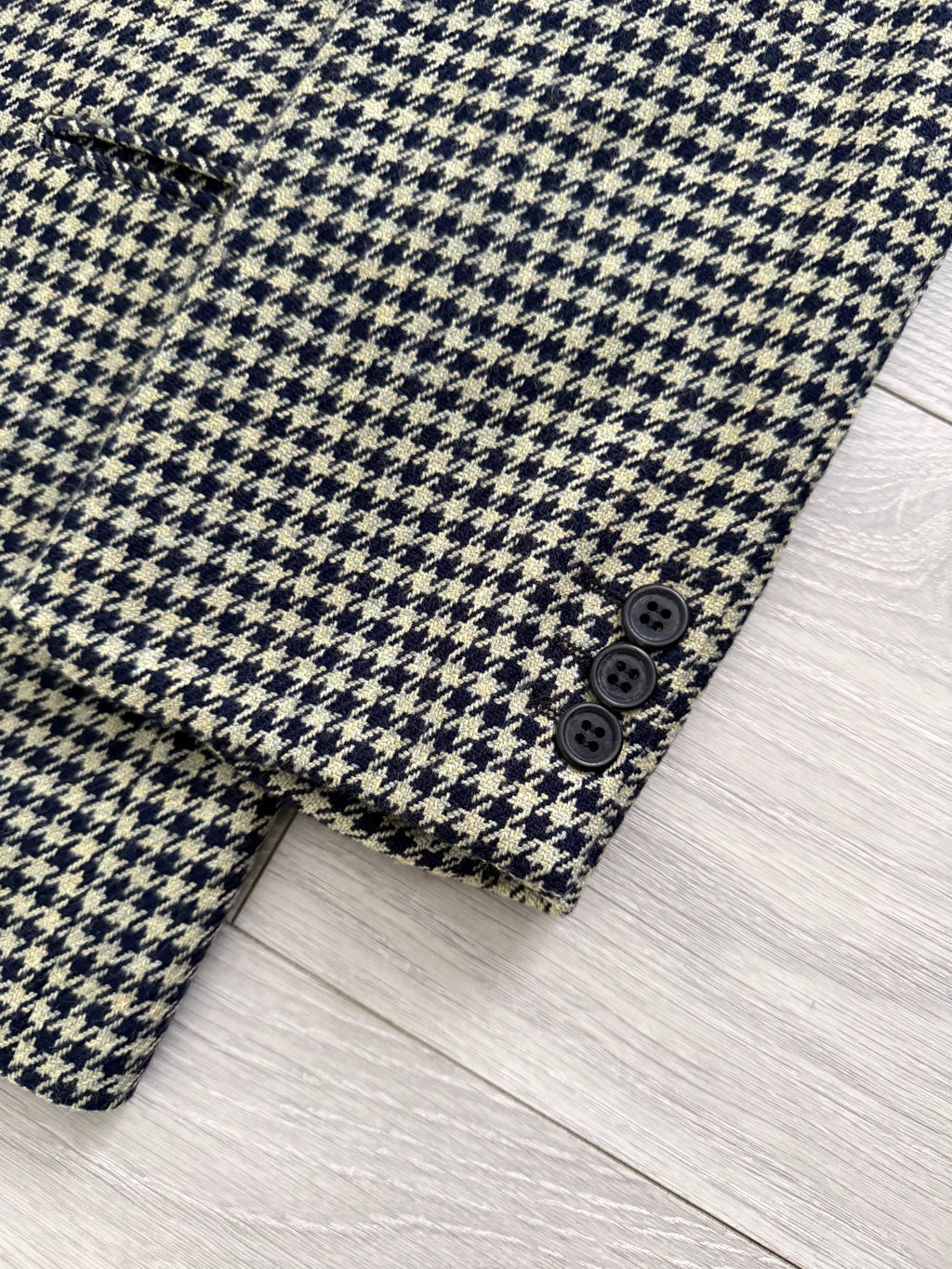 Giorgio Armani 1980s Houndstooth Textured Wool Check Sports Jacket Blazer - Size XL