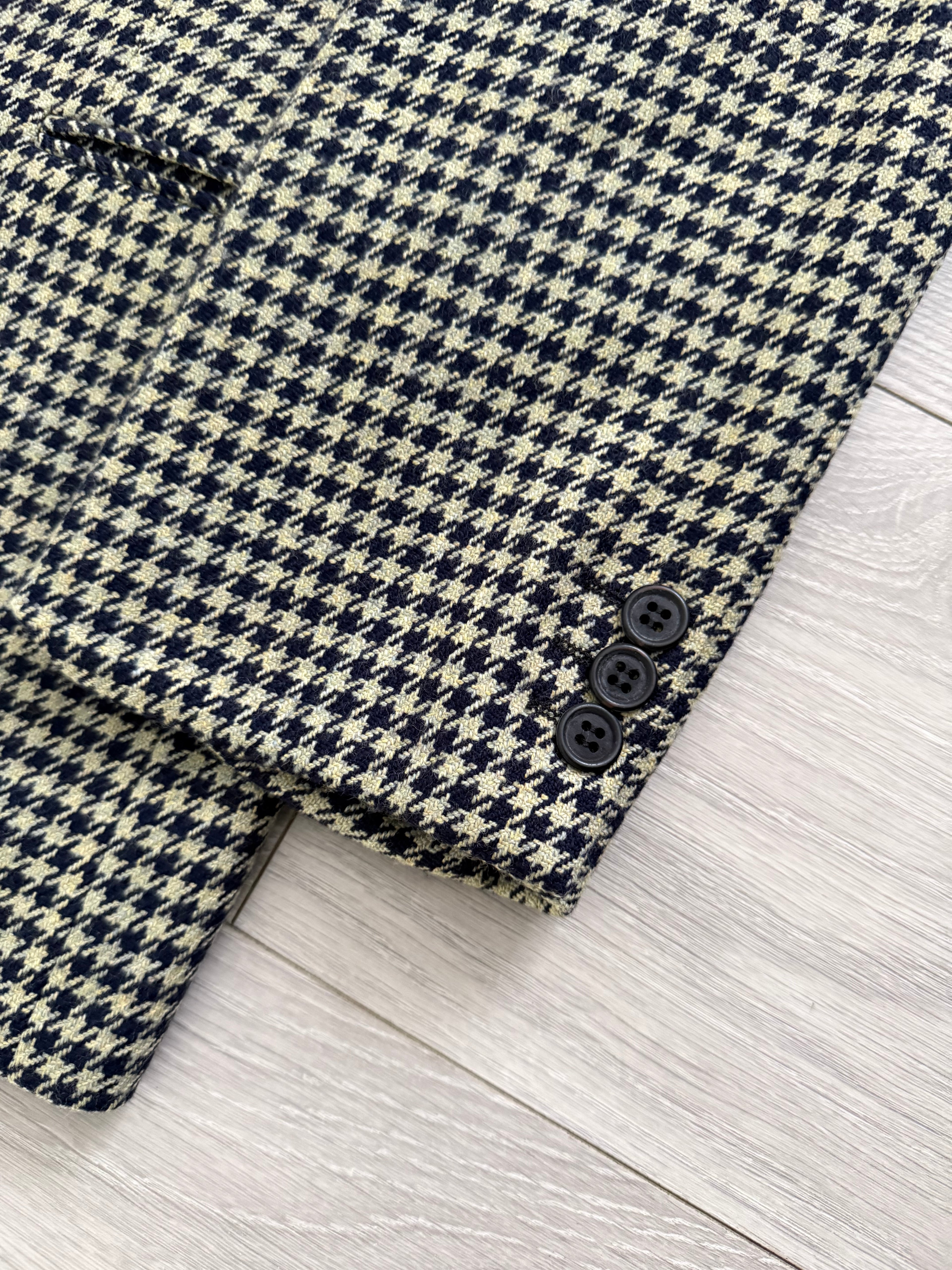 Giorgio Armani 1980s Houndstooth Textured Wool Check Sports Jacket Blazer - Size XL