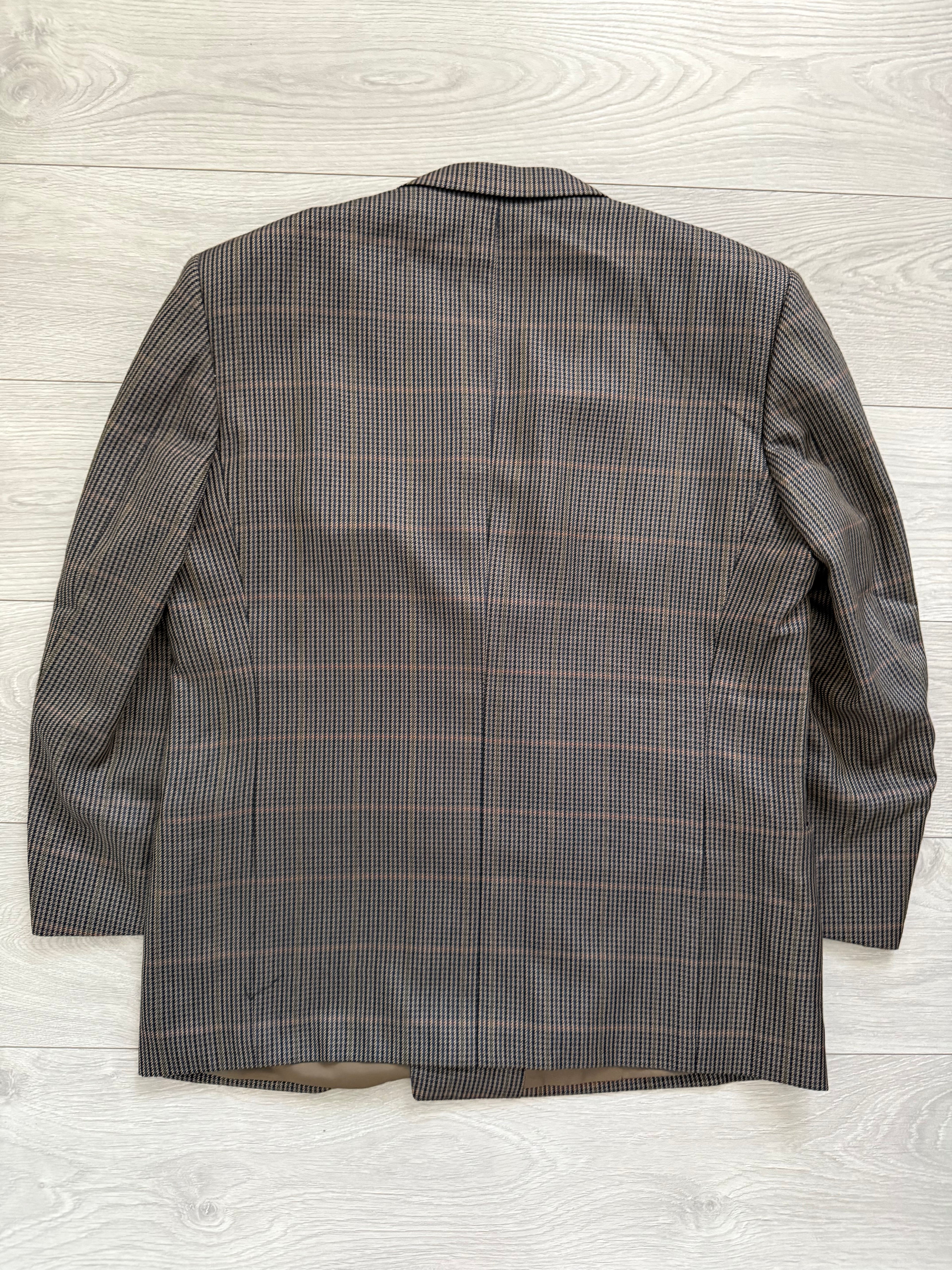 Givenchy 1980s Wool Check Peaked Lapel Double Breasted Sports Jacket Blazer - Size XL