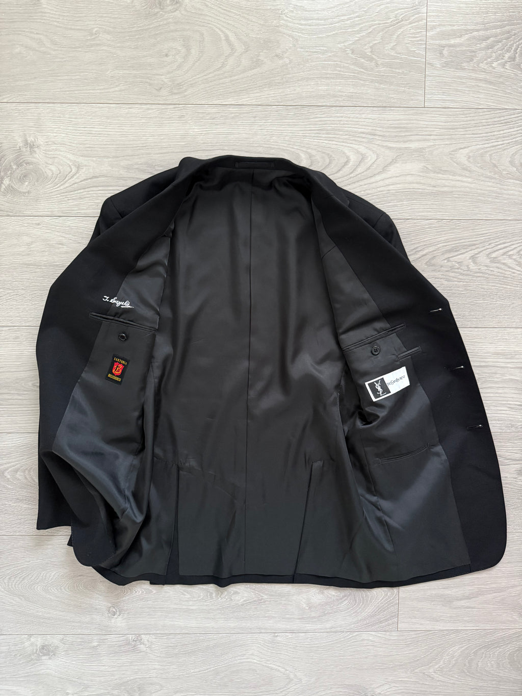 Yves Saint Laurent 1990s Black Pleated Wool Suit - Size M Jacket / 30" Waist