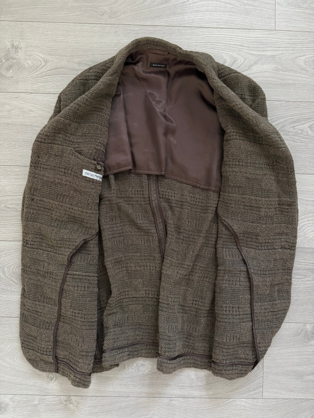 Emporio Armani 1990s 4B Wool Cotton Texture Pattern Jacket - Size L