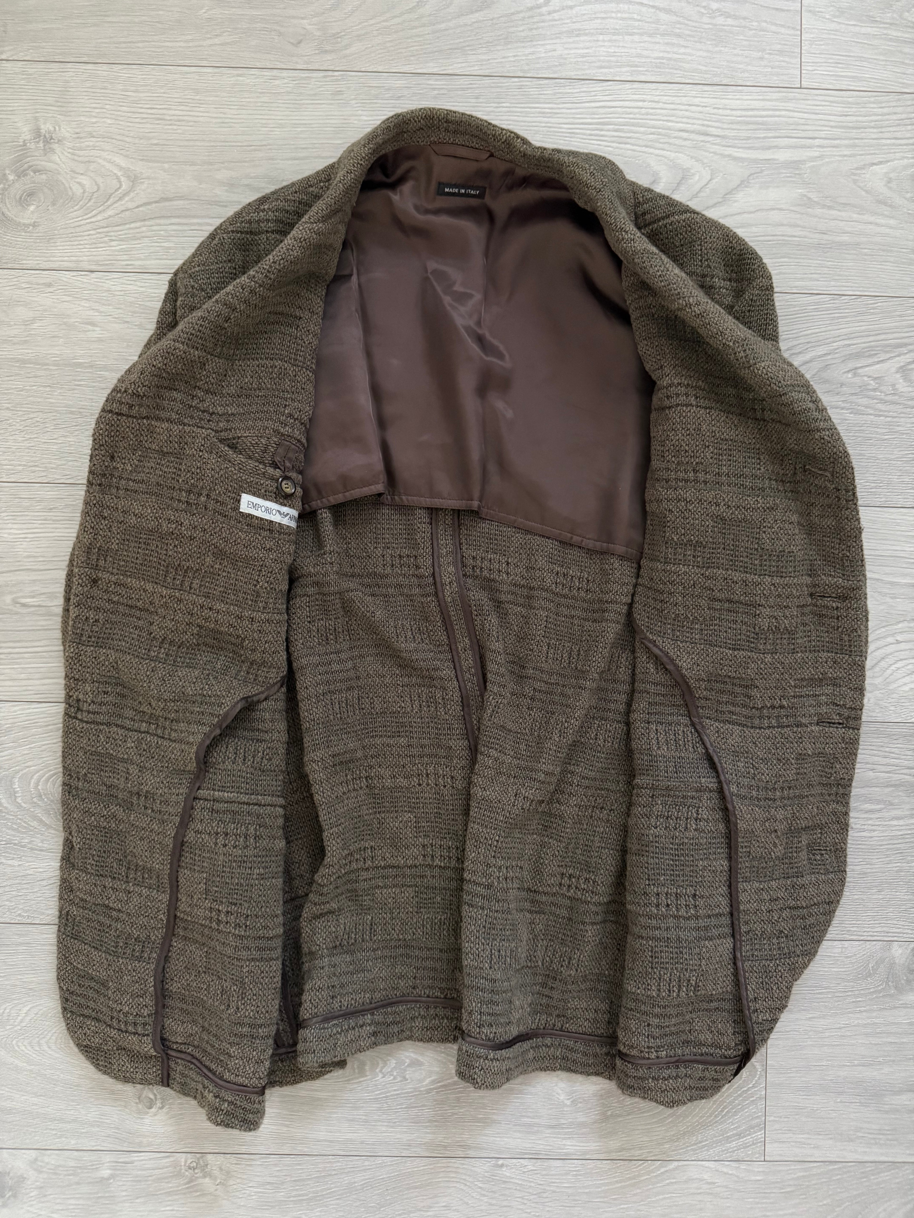 Emporio Armani 1990s 4B Wool Cotton Texture Pattern Jacket - Size L
