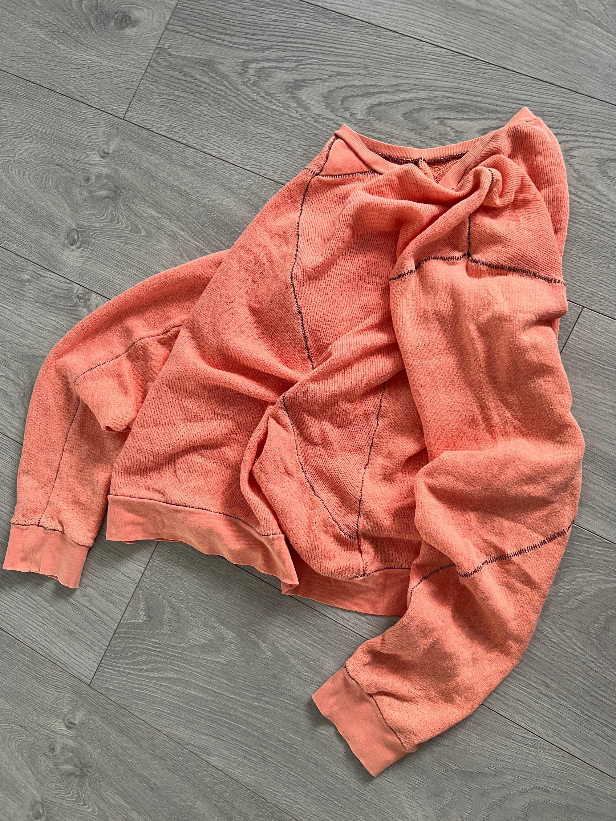 Final Home 1990s Thunder Stitch Coral Sweater - Size S