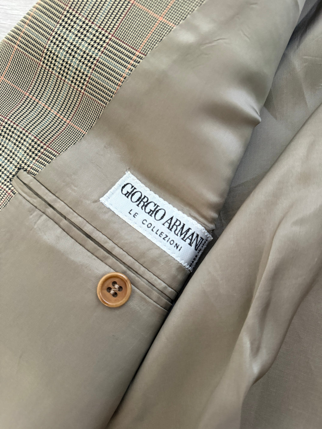 Giorgio Armani 1980s 3B Check Wool Sports Jacket Blazer - Size XL
