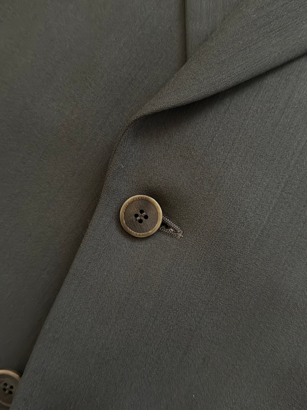 Hilton Armani Vesitmenta 1990s 2B Draped Wool Sports Jacket Blazer Charcoal Green - Size L