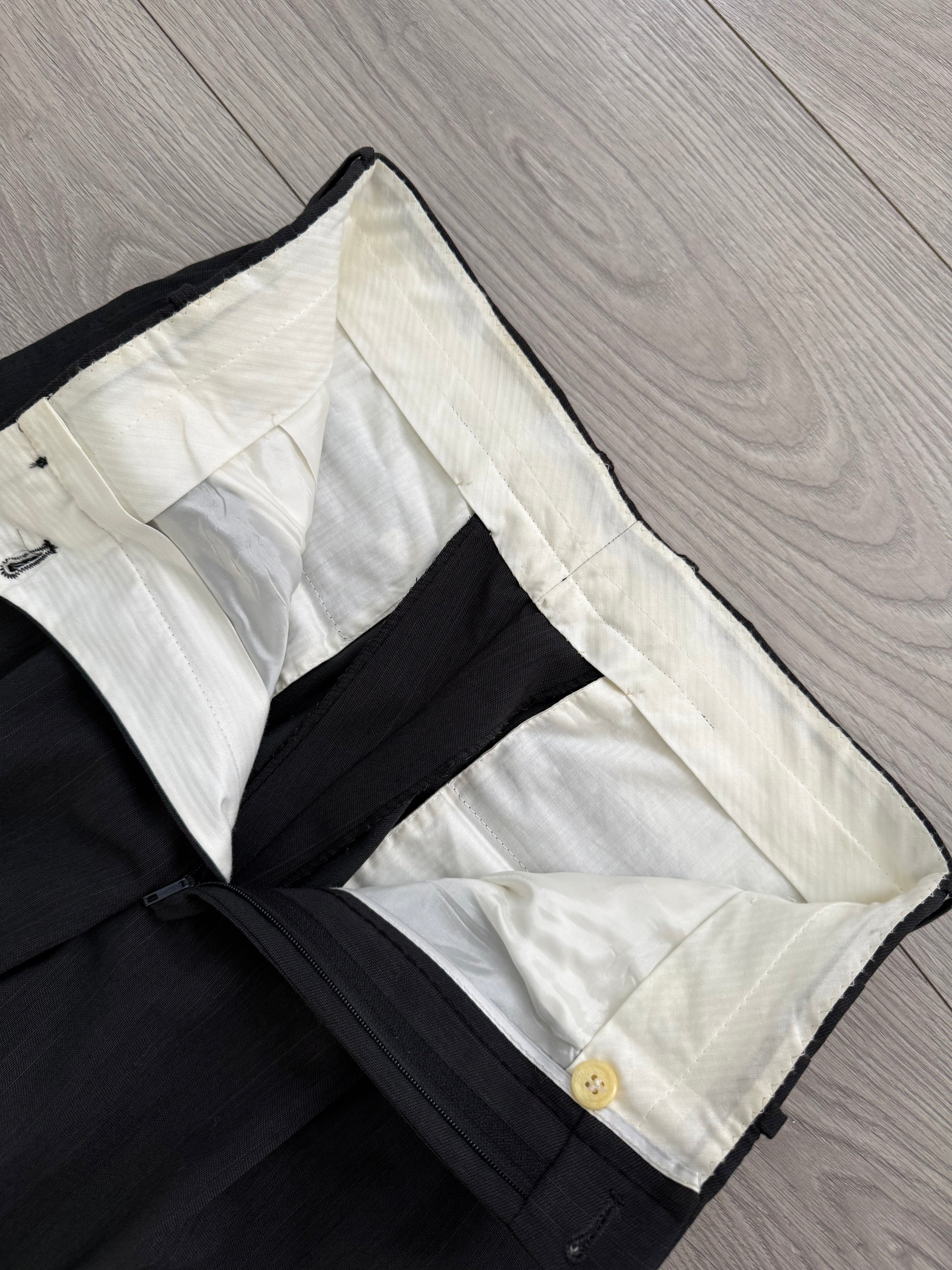 Gianfranco Ferre 1980s Peaked Lapel Double Breasted Pleated Wool Lightweight Suit Grey - Size S Jacket / 29" Waist