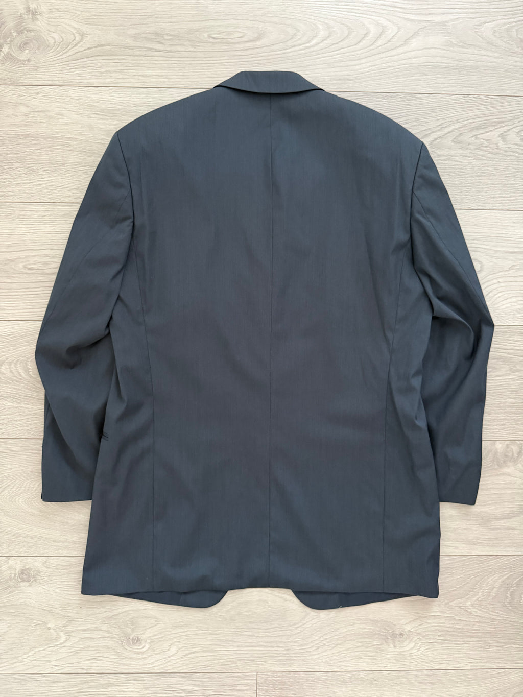 Hugo Boss 1980s 3B Gunmetal Blue Pleated Wool Suit - Size L Jacket / 34" Waist