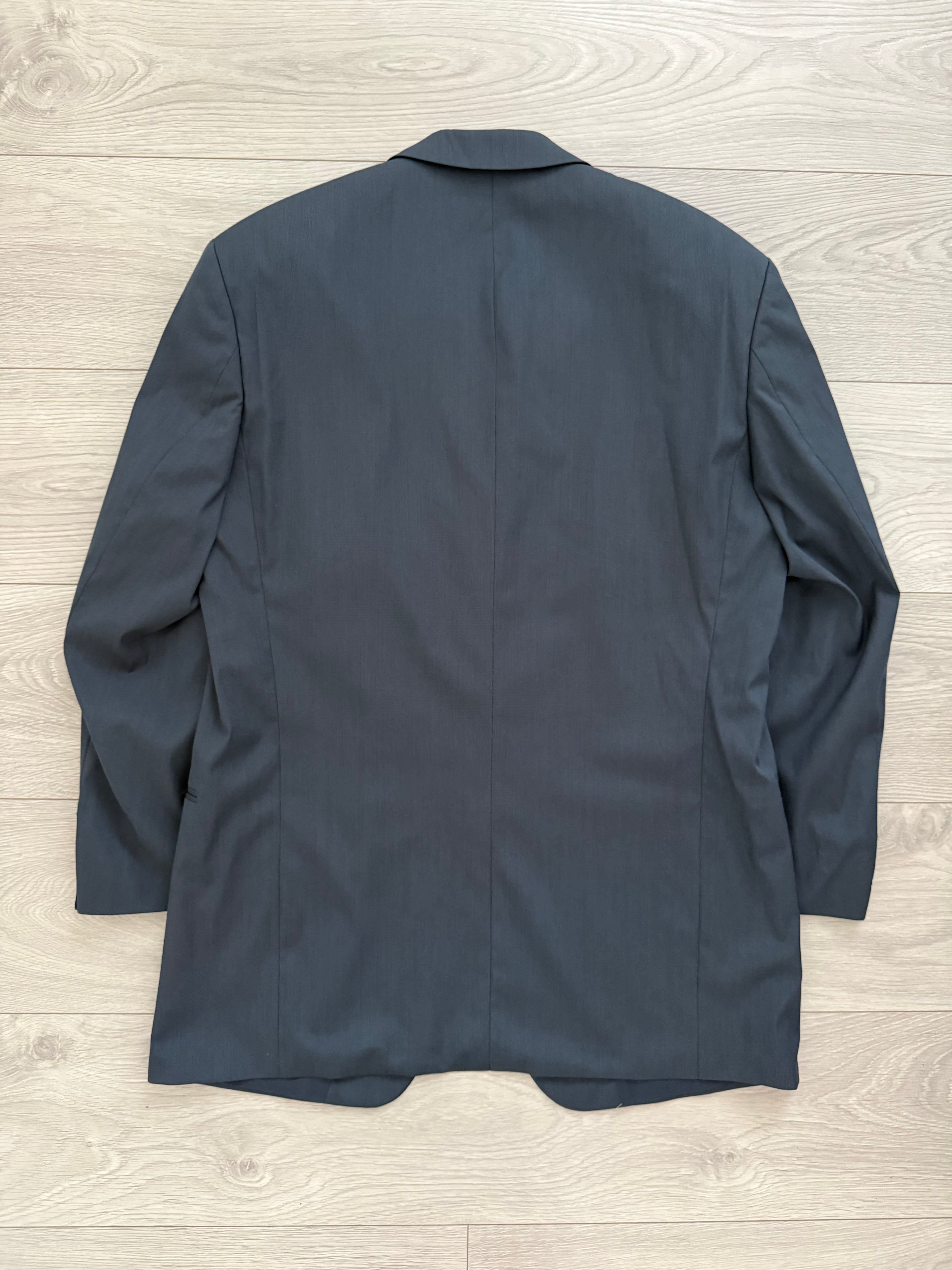 Hugo Boss 1980s 3B Gunmetal Blue Pleated Wool Suit - Size L Jacket / 34" Waist