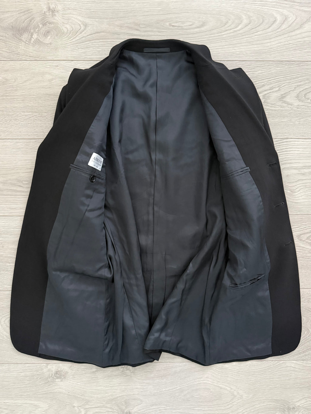 Armani 1990s 3B Black Pleated Wool Suit - Size L Jacket / 33" Waist