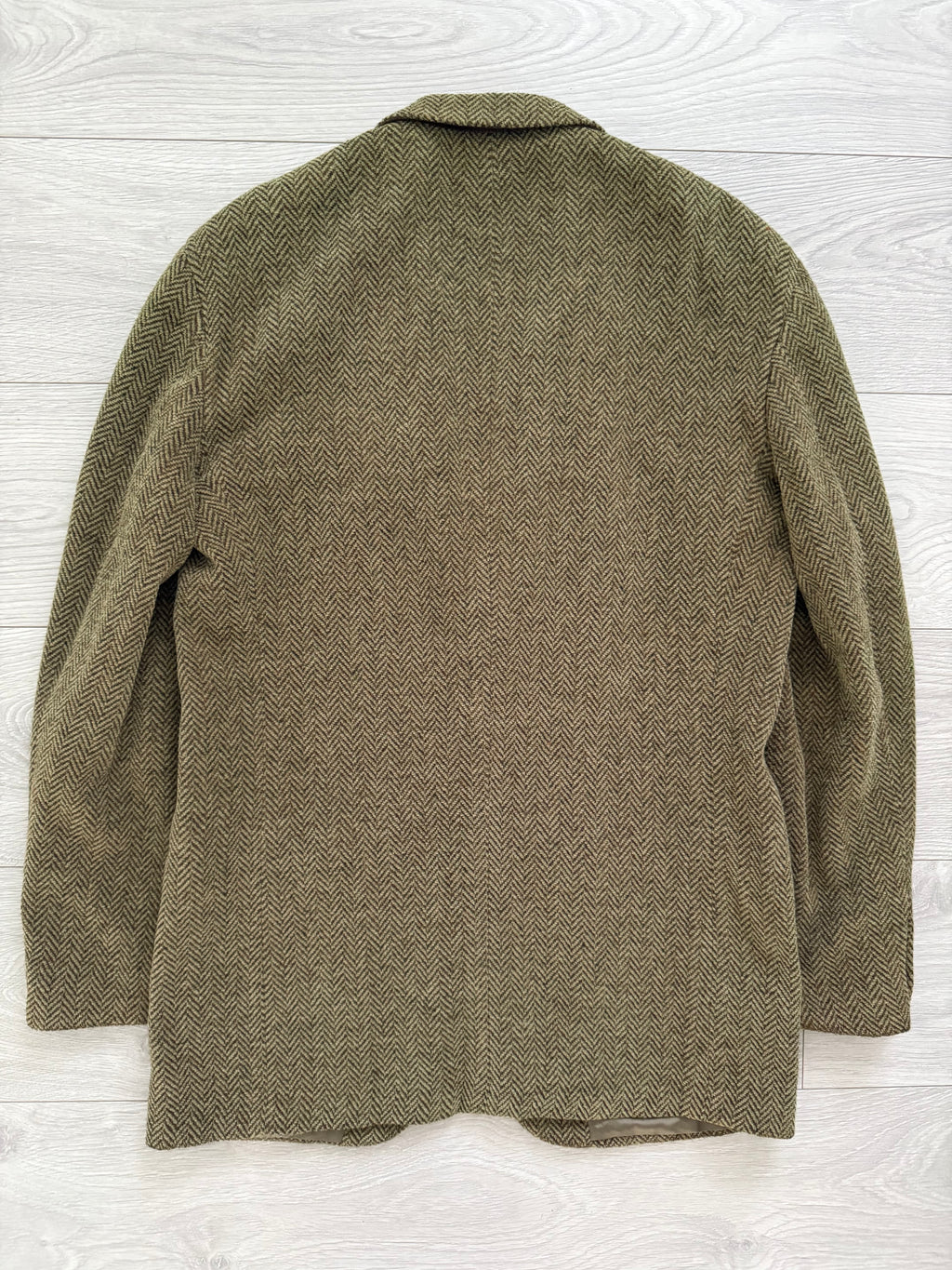 Emporio Armani 1990s 2B Herringbone Wool Textured Green Brown Sports Blazer Jacket - Size M