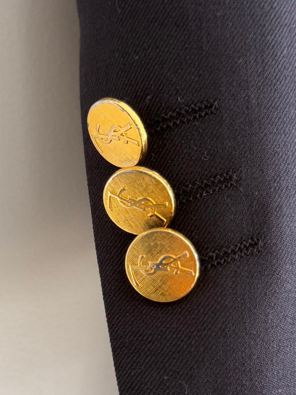 Yves Saint Laurent 1980s Metal Button 2B Wool Sport Jacket Blazer Navy Blue - Size M
