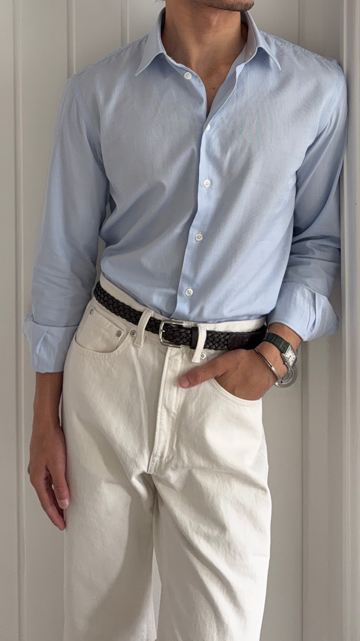 Emporio Armani Blue Cotton Shirt - Size Medium