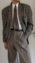Emporio Armani 1980s 2B Gunclub Check Wool Textured Sport Jacket Blazer - Size L