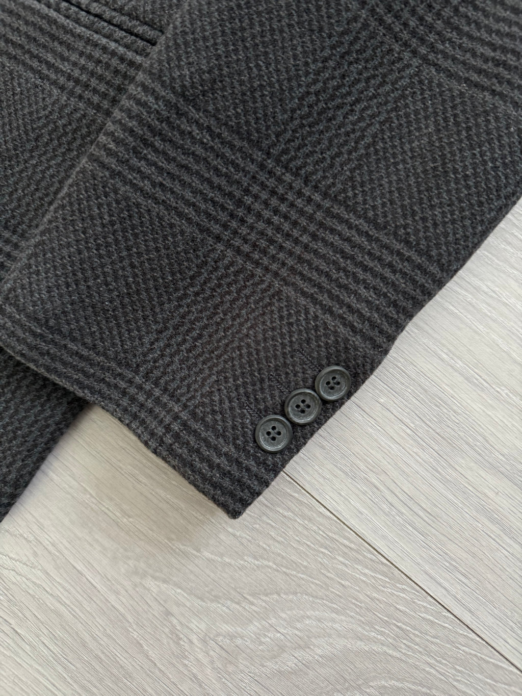 Emporio Armani 1990s 3B Houndstooth Wool Grey Sports Jacket Blazer - Size M