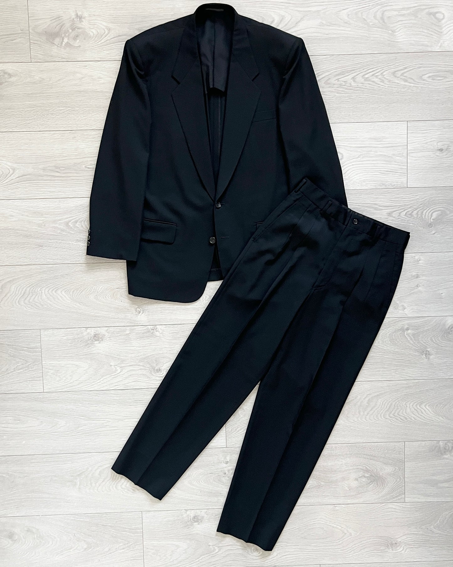 Comme Des Garcons Homme 1992 Double-Pleated Black Wool Suit - Size M Jacket / 30" Waist