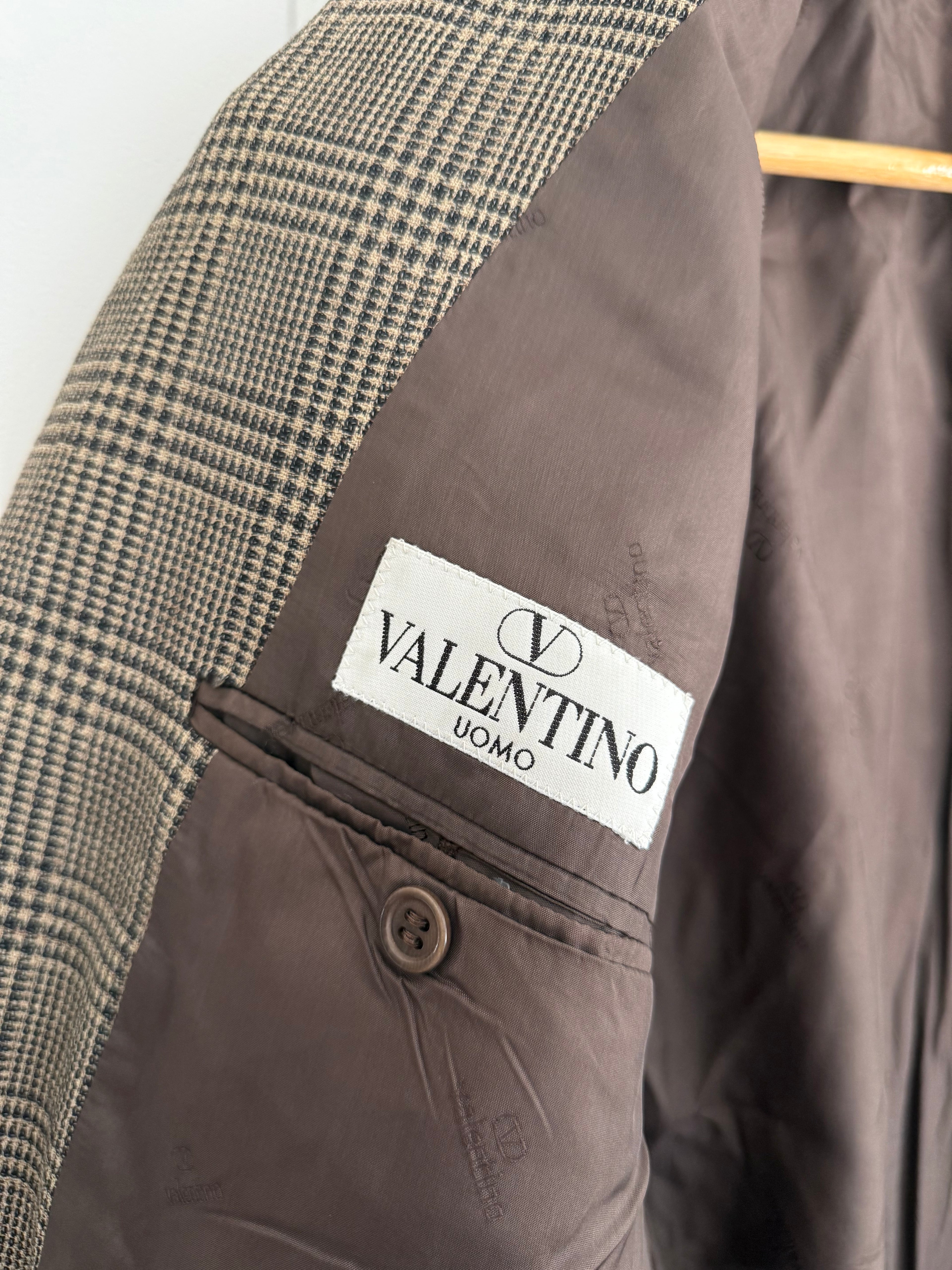 Valentino 1980s Wool Check Sports Jacket Blazer - Size XXL
