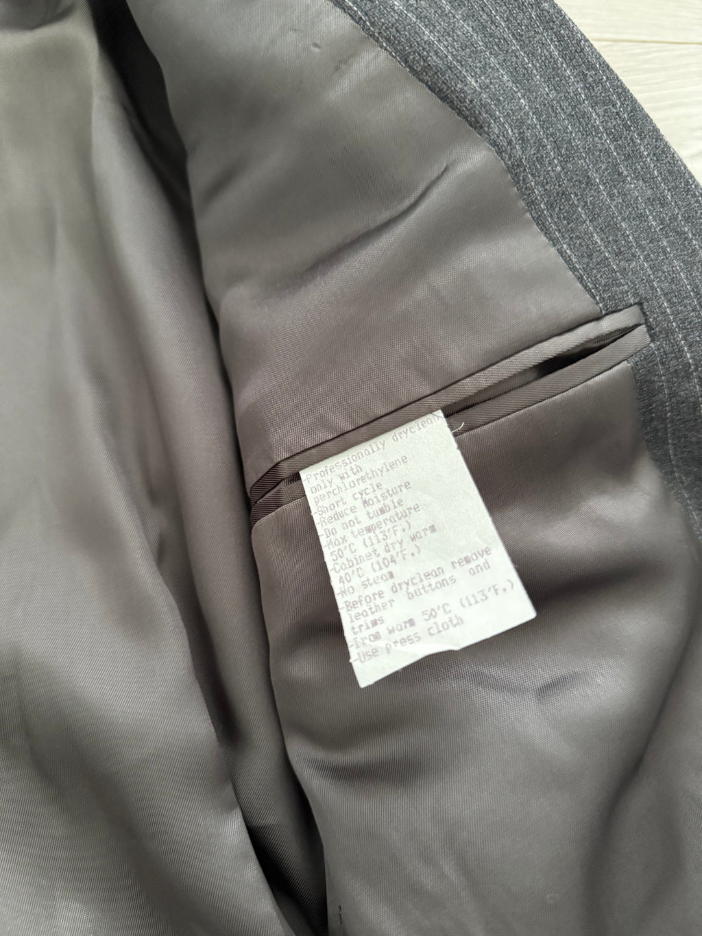 Versace 1980s Notch Lapel Double Breasted Pleated Wool Pinstriped Suit Grey - Size M Jacket / 32" Waist