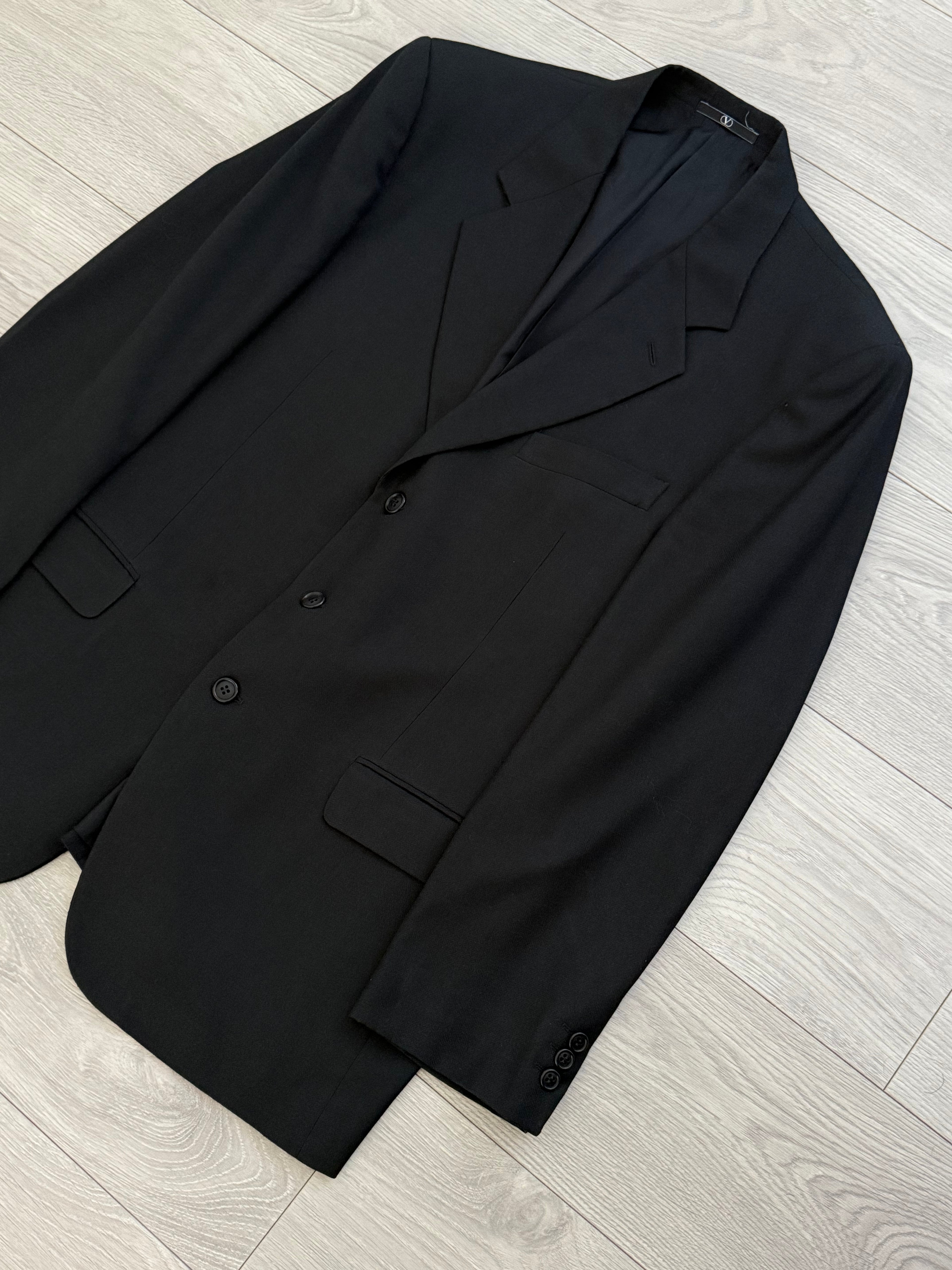 Valentino 1980s 3B Black Wool Sport Jacket Blazer  - Size XL