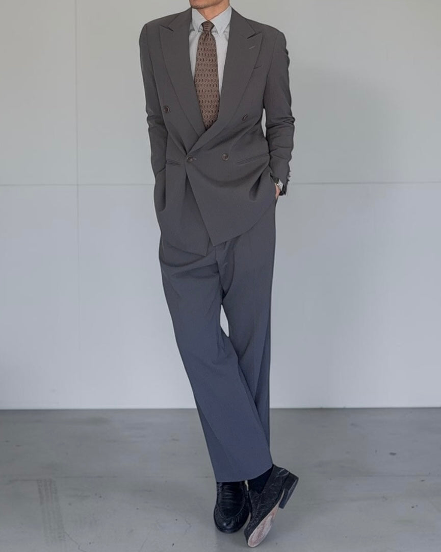 Armani 1990s Double-Breasted Pleated Wool Suit in Grey - Size S Jacket / 30" Waist